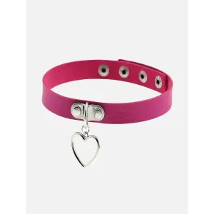 Kawaii Rose Red Heart Pendant Choker Necklace for Everyday Wear