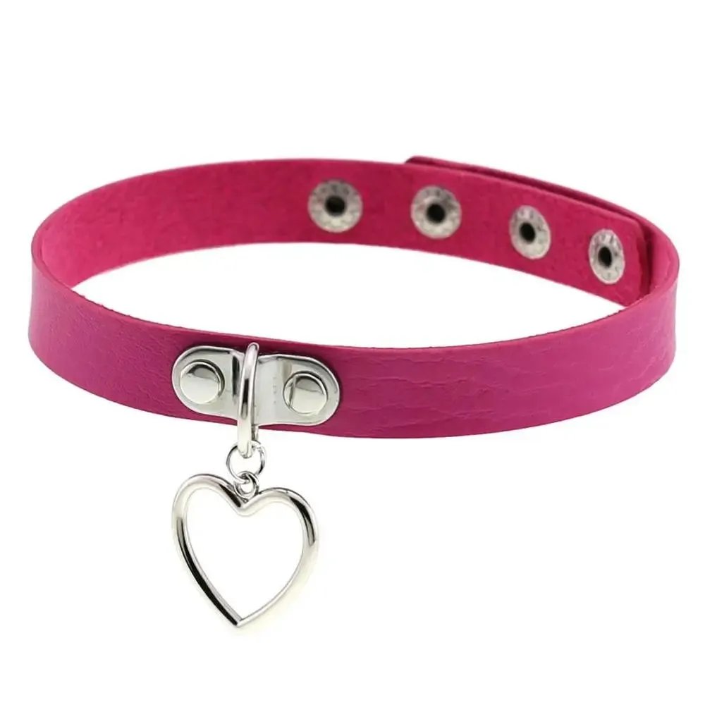 Kawaii Rose Red Heart Pendant Choker Necklace for Everyday Wear