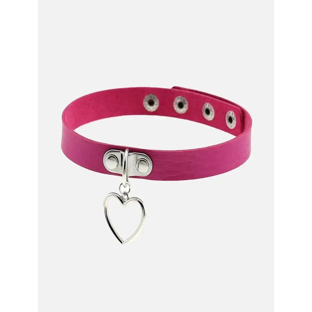 Kawaii Rose Red Heart Pendant Choker Necklace for Everyday Wear