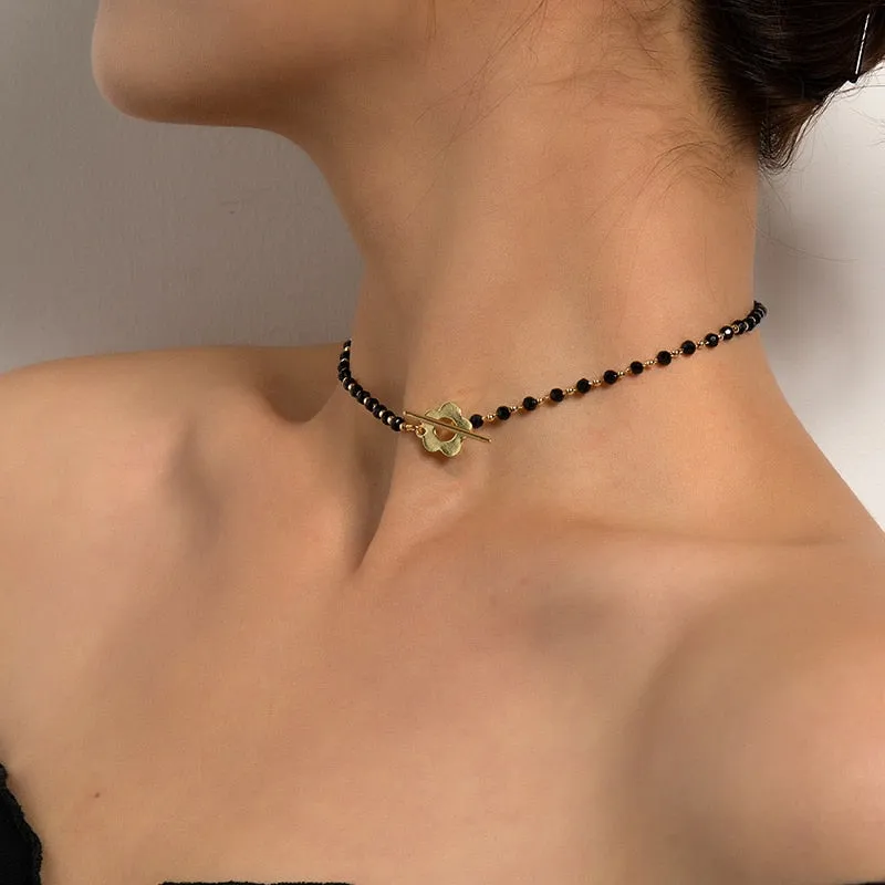 Kaya Bead and Flower Choker Necklace