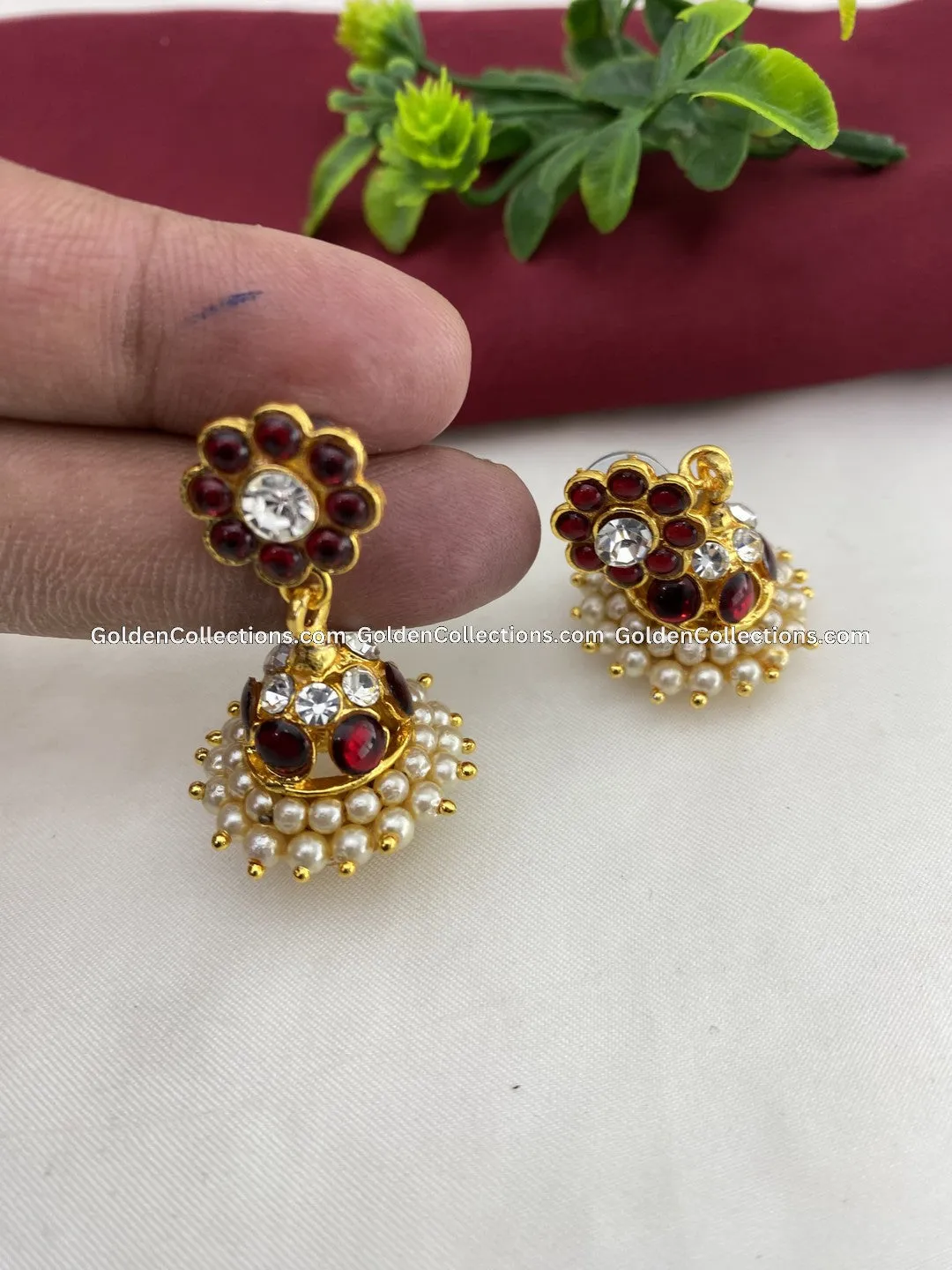 Kempu Jhumki - GoldenCollections BJE-007