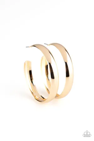 Kick Em to the CURVE Gold Paparazzi Earrings