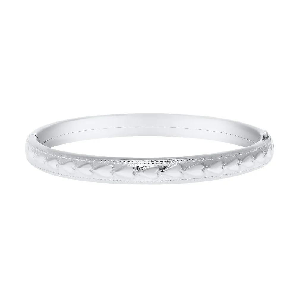 Kiddie Kraft Sterling Silver Heart Design Baby Bangle Bracelet