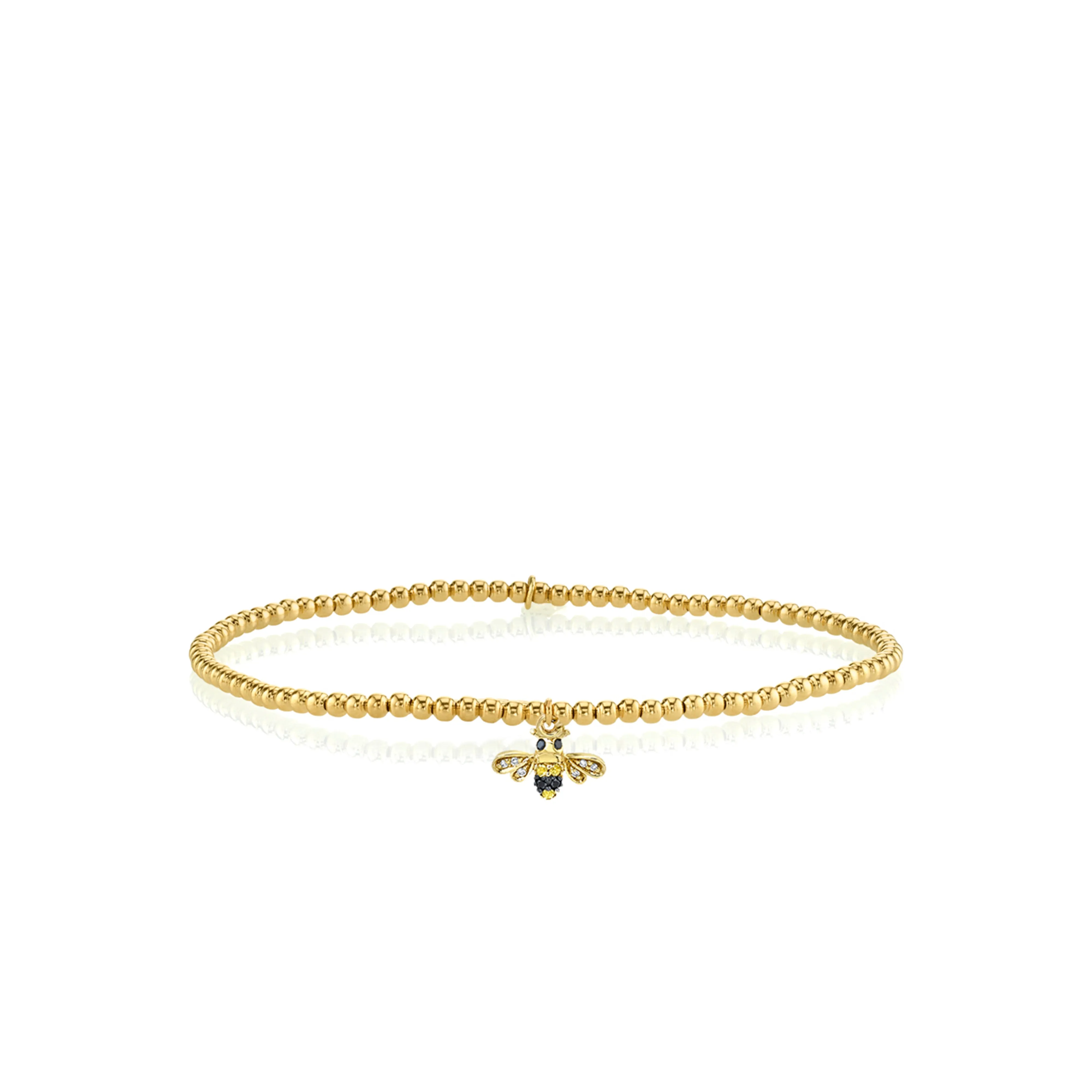 Kids Collection Gold & Diamond Tiny Bee on Gold Beads
