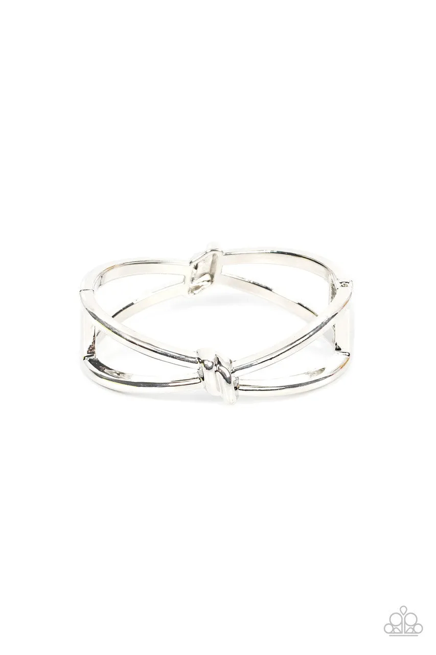KNOT My First Rodeo - Silver - Knotted Metal Paparazzi Hinge Bracelet
