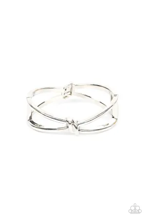 KNOT My First Rodeo - Silver - Knotted Metal Paparazzi Hinge Bracelet