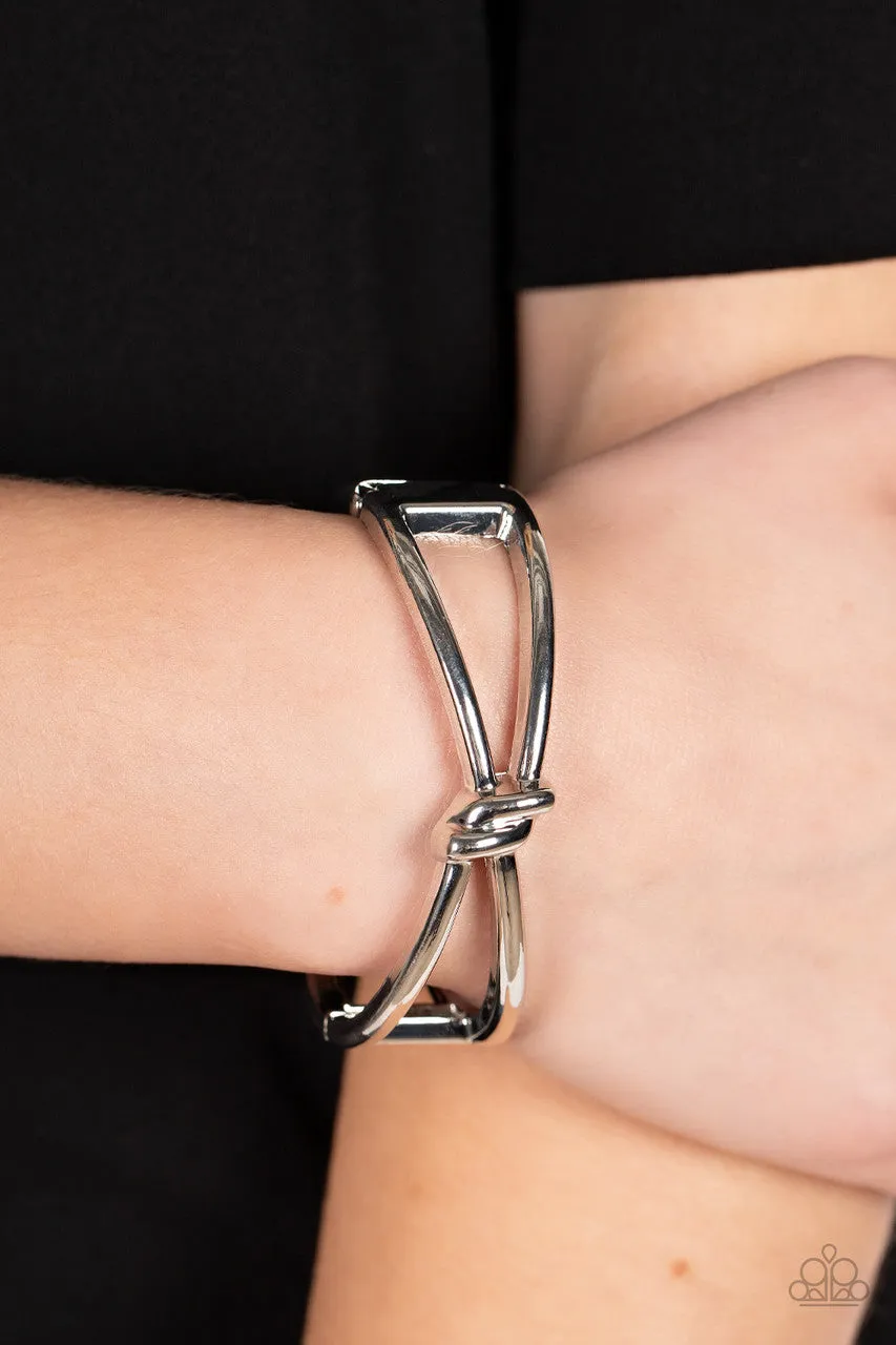 KNOT My First Rodeo - Silver - Knotted Metal Paparazzi Hinge Bracelet
