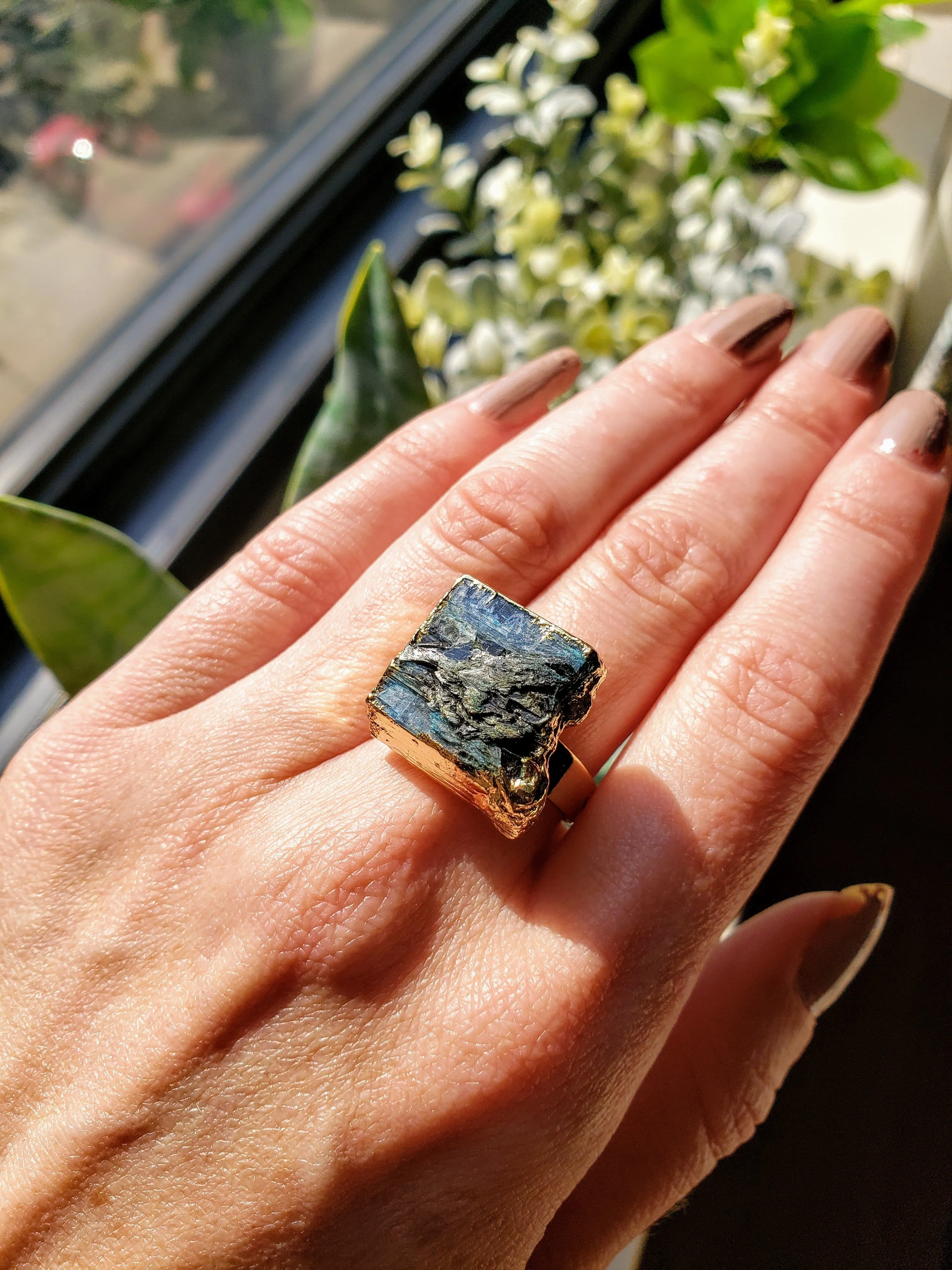 Kyanite Rough Gemstone Ring