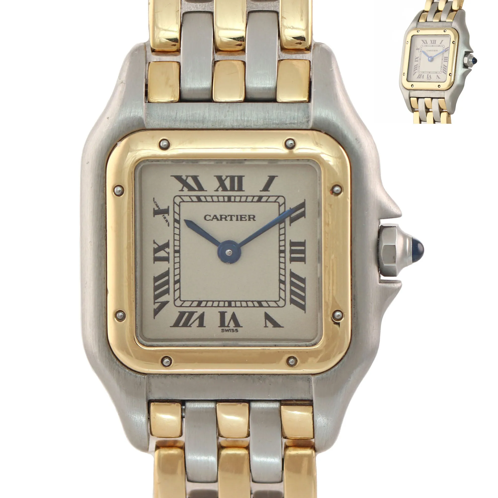 Ladies Cartier Panthere 18K Two Tone Gold Steel Ivory 22mm Quartz Watch 166921