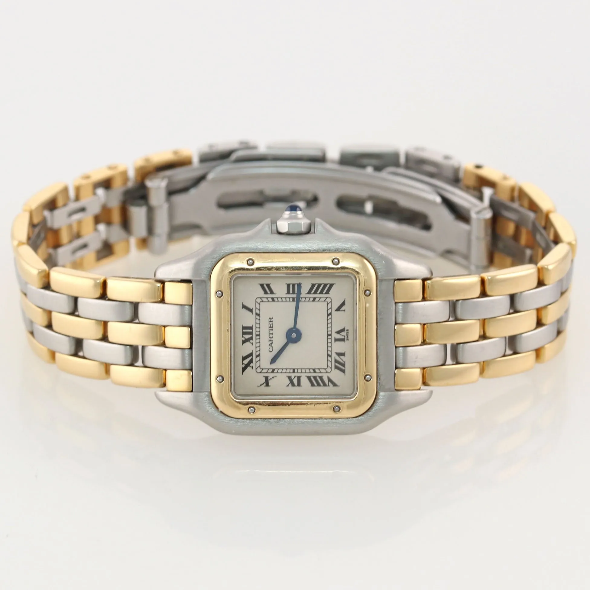 Ladies Cartier Panthere 18K Two Tone Gold Steel Ivory 22mm Quartz Watch 166921