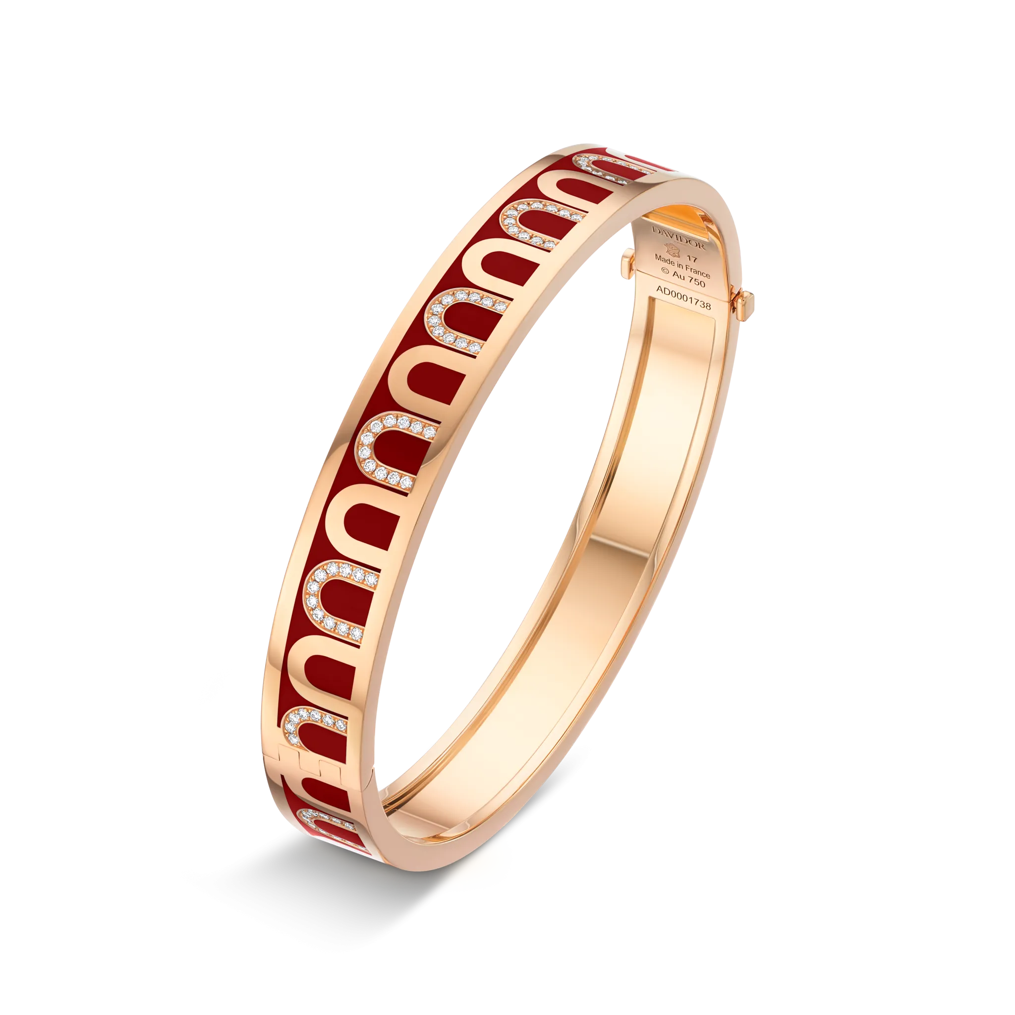 L'Arc de DAVIDOR Bangle MM, 18k Rose Gold with Lacquered Ceramic and Colonnato Diamonds