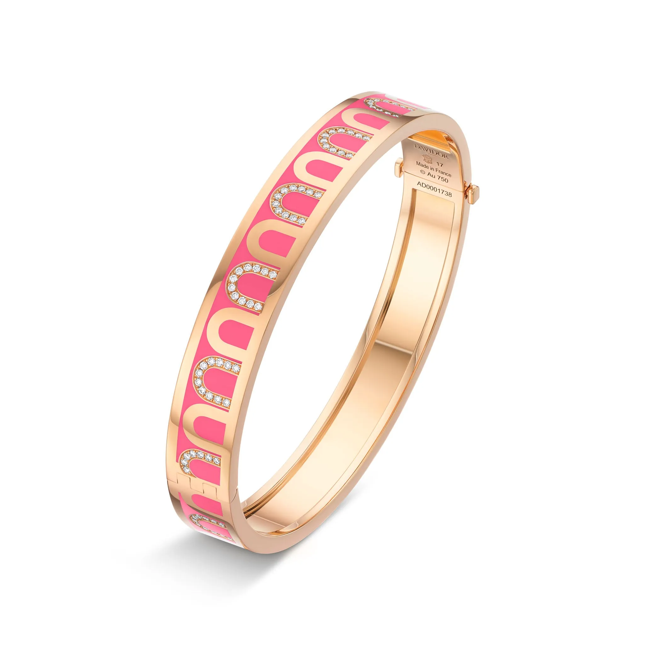 L'Arc de DAVIDOR Bangle MM, 18k Rose Gold with Lacquered Ceramic and Colonnato Diamonds