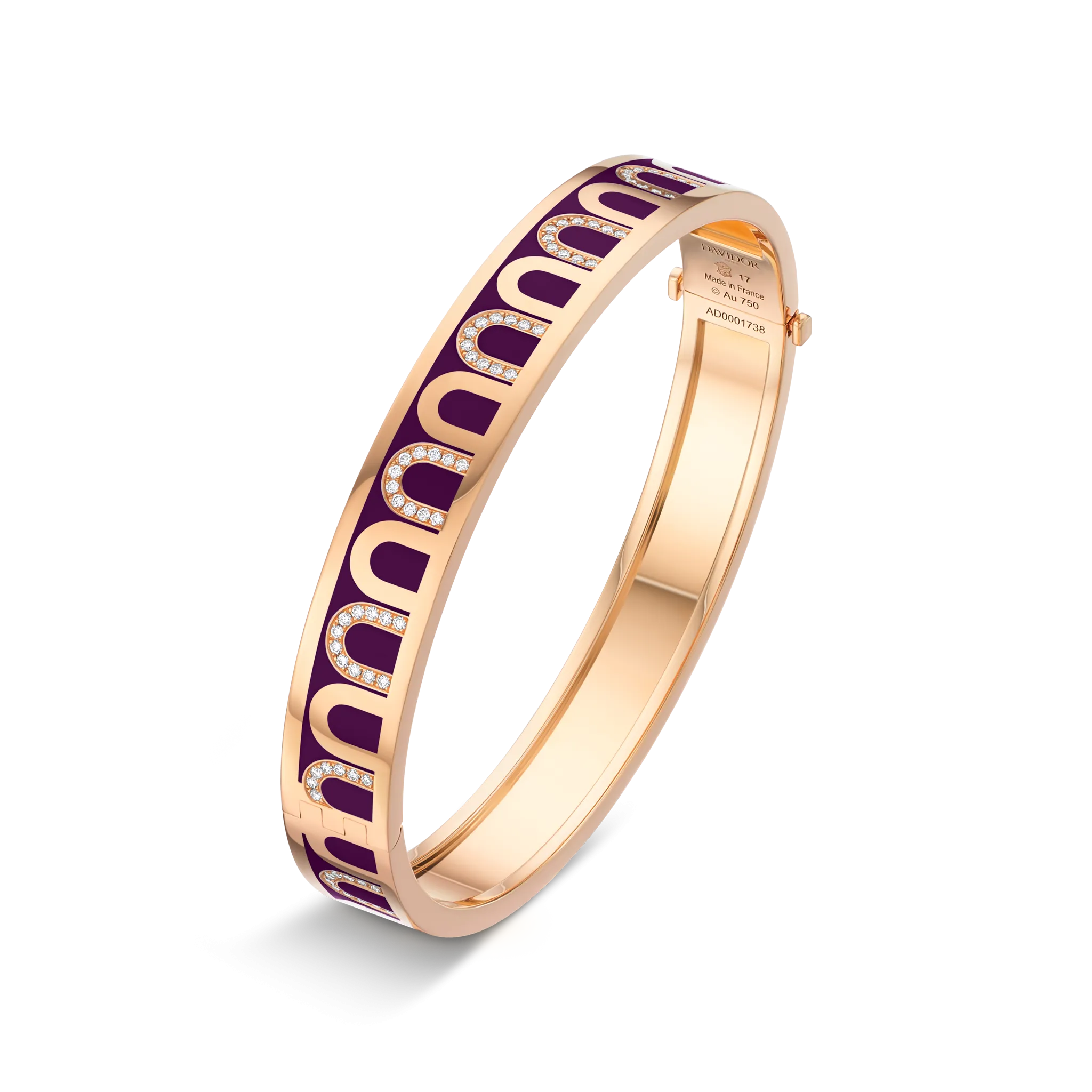 L'Arc de DAVIDOR Bangle MM, 18k Rose Gold with Lacquered Ceramic and Colonnato Diamonds