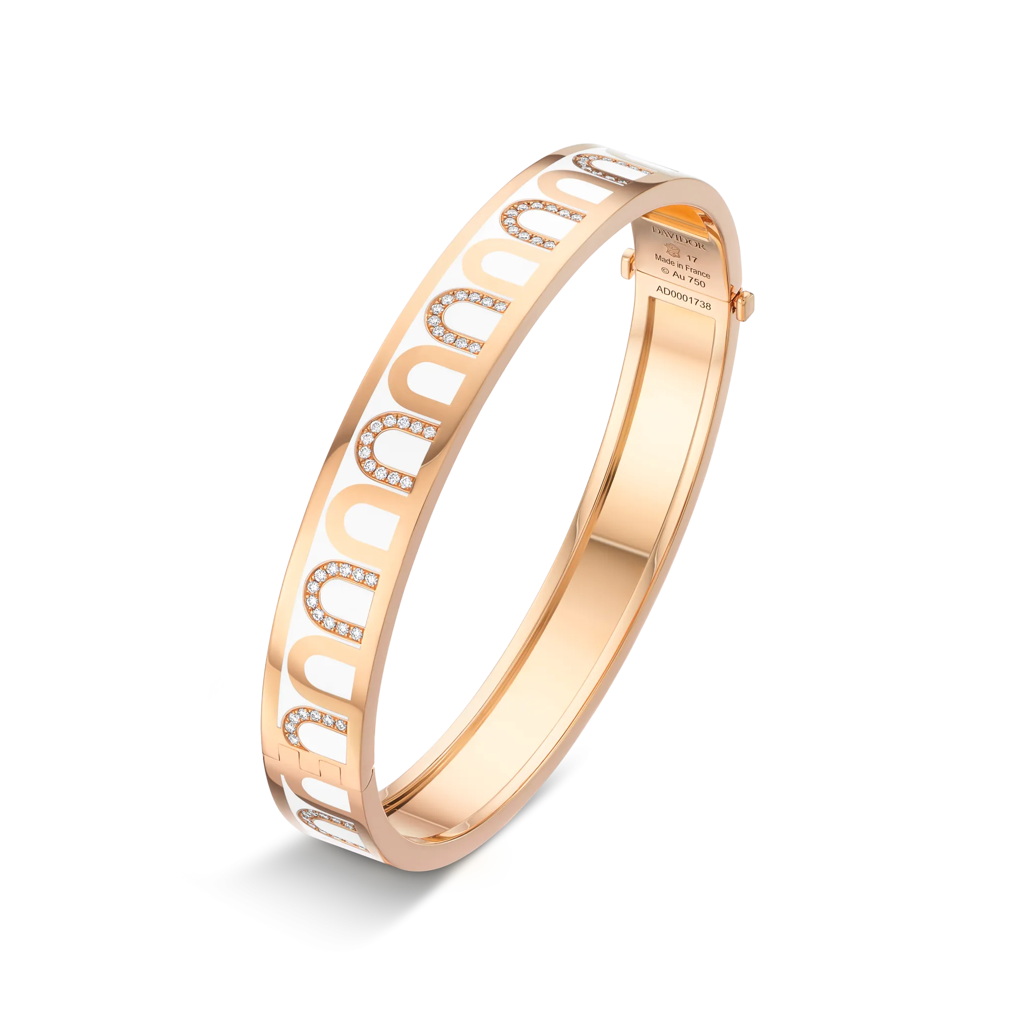 L'Arc de DAVIDOR Bangle MM, 18k Rose Gold with Lacquered Ceramic and Colonnato Diamonds