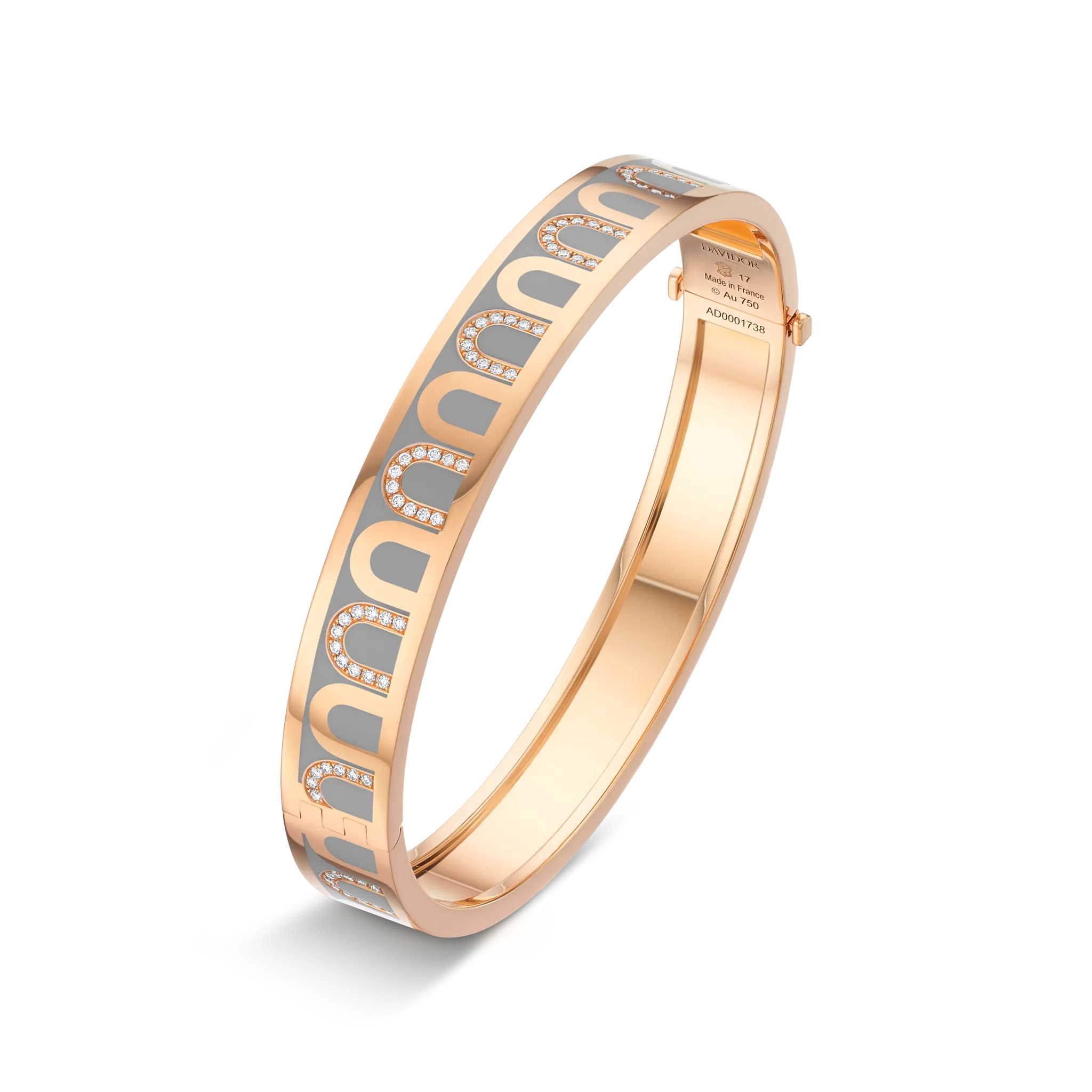 L'Arc de DAVIDOR Bangle MM, 18k Rose Gold with Lacquered Ceramic and Colonnato Diamonds