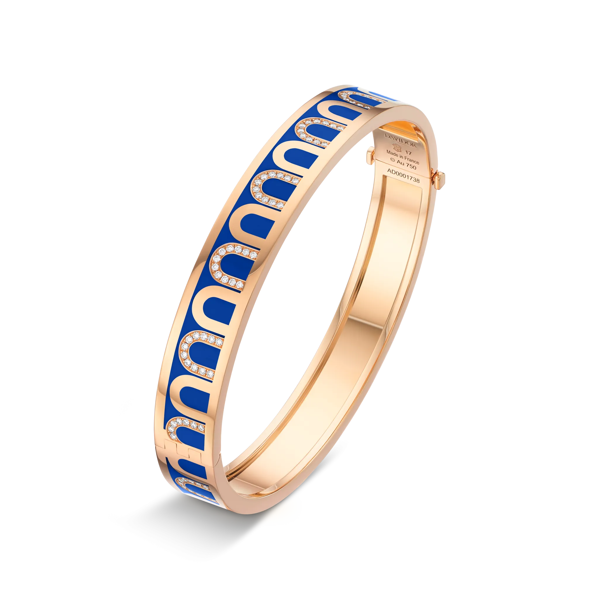 L'Arc de DAVIDOR Bangle MM, 18k Rose Gold with Lacquered Ceramic and Colonnato Diamonds