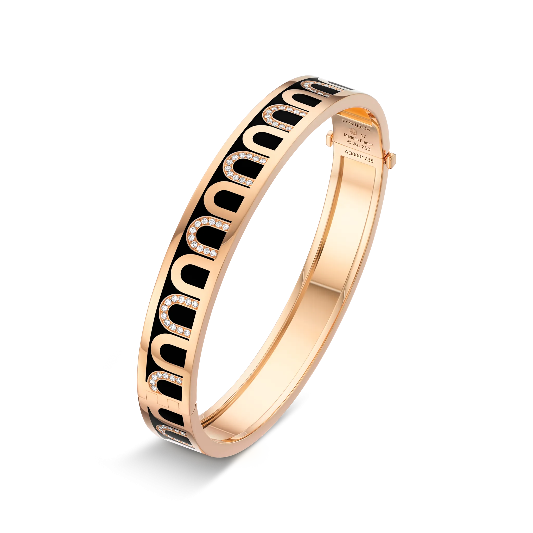 L'Arc de DAVIDOR Bangle MM, 18k Rose Gold with Lacquered Ceramic and Colonnato Diamonds