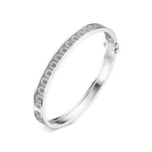 L'Arc de DAVIDOR Bangle PM, 18k White Gold with Satin Finish and Arcade Diamonds