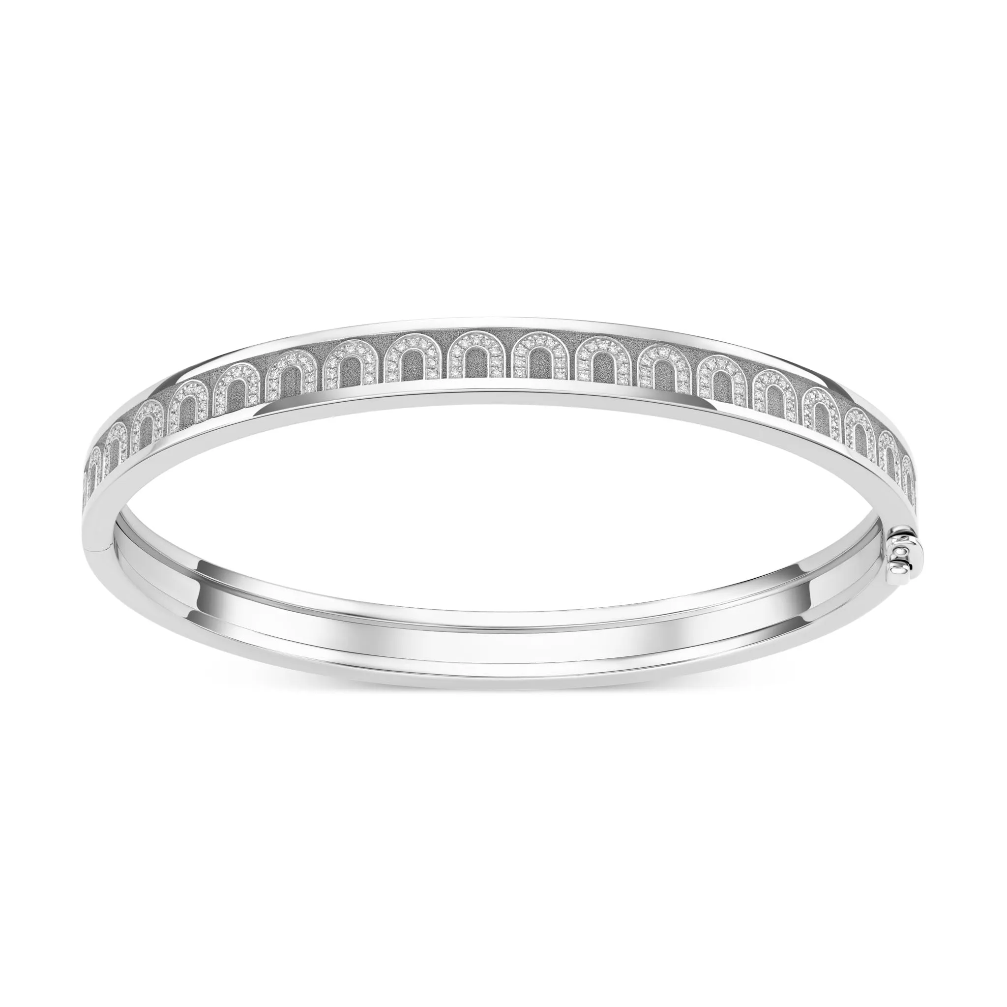 L'Arc de DAVIDOR Bangle PM, 18k White Gold with Satin Finish and Arcade Diamonds