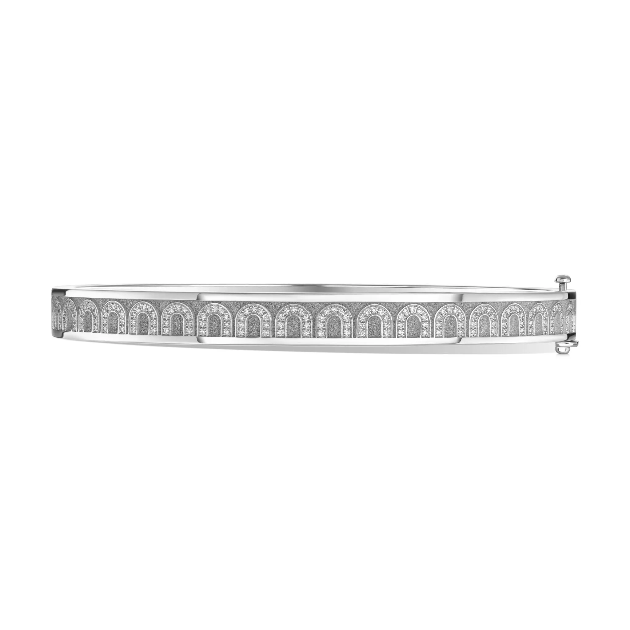 L'Arc de DAVIDOR Bangle PM, 18k White Gold with Satin Finish and Arcade Diamonds
