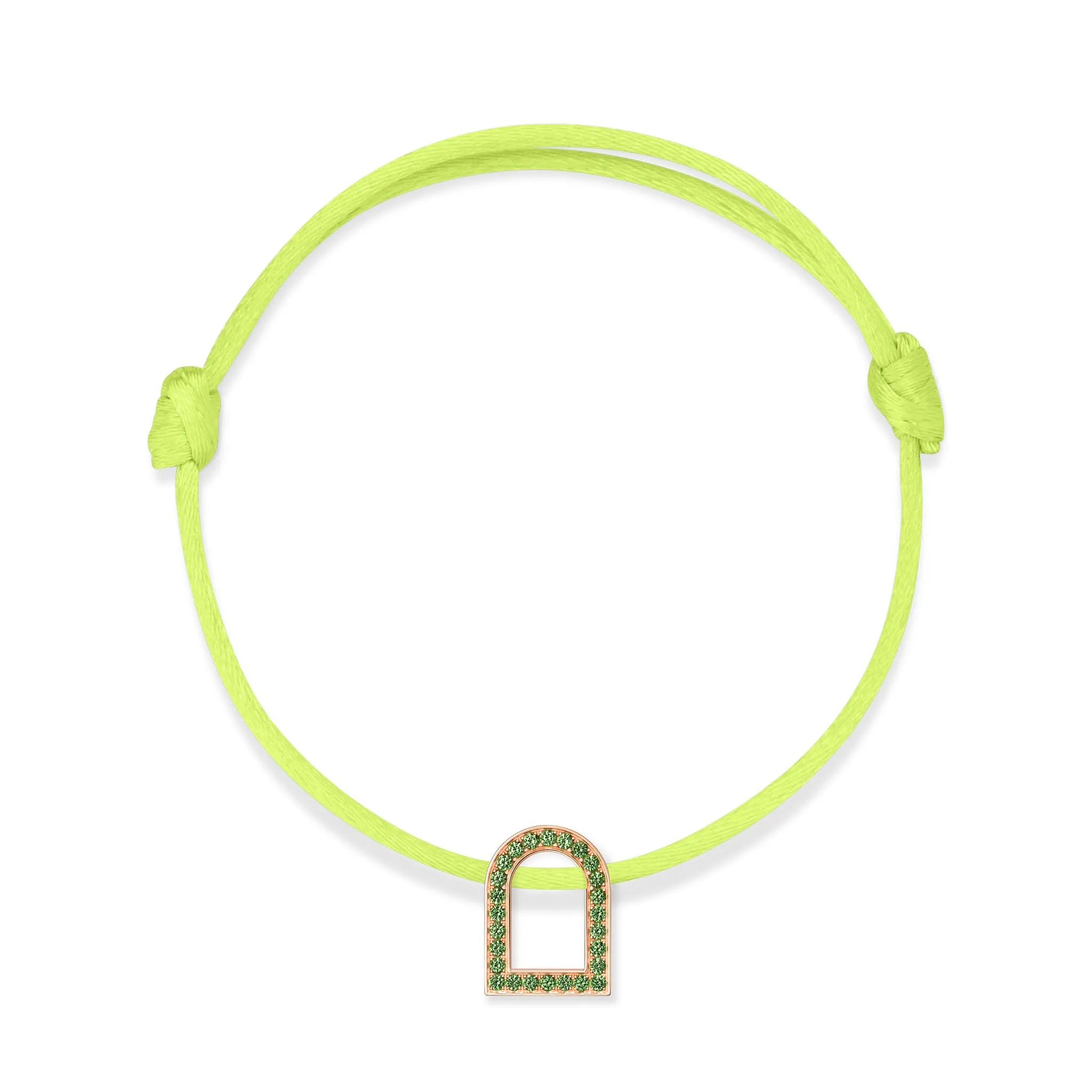 L'Arc Voyage Charm MM, 18k Rose Gold with Galerie Tsavorites on Silk Cord