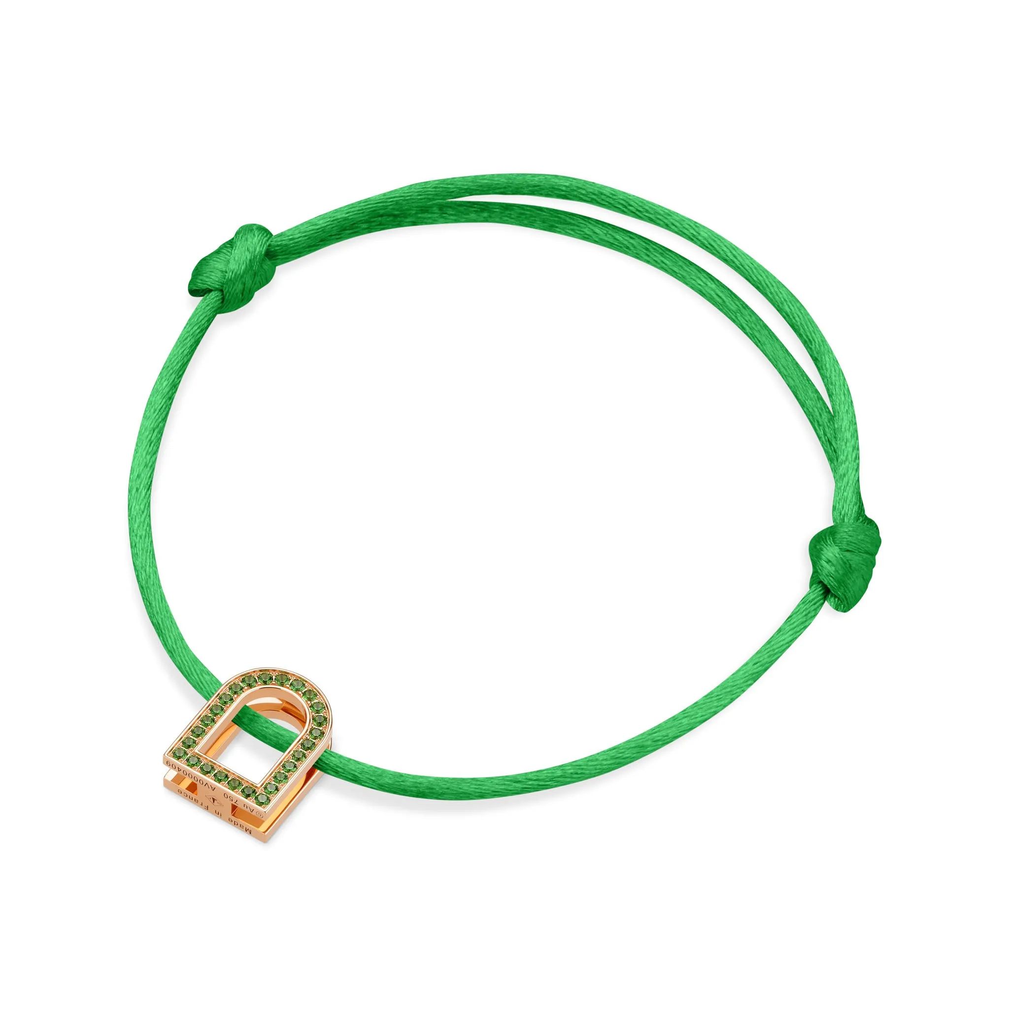 L'Arc Voyage Charm MM, 18k Rose Gold with Galerie Tsavorites on Silk Cord