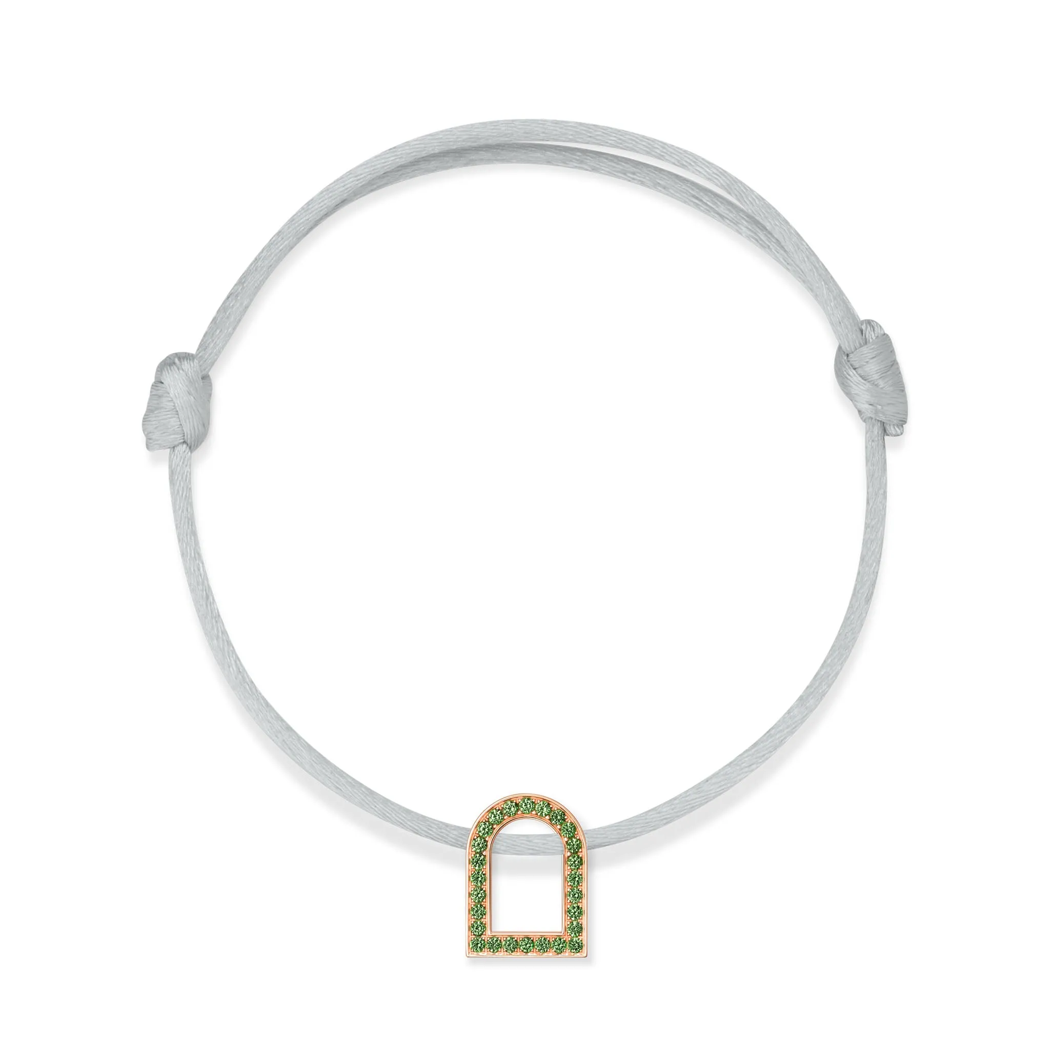 L'Arc Voyage Charm MM, 18k Rose Gold with Galerie Tsavorites on Silk Cord