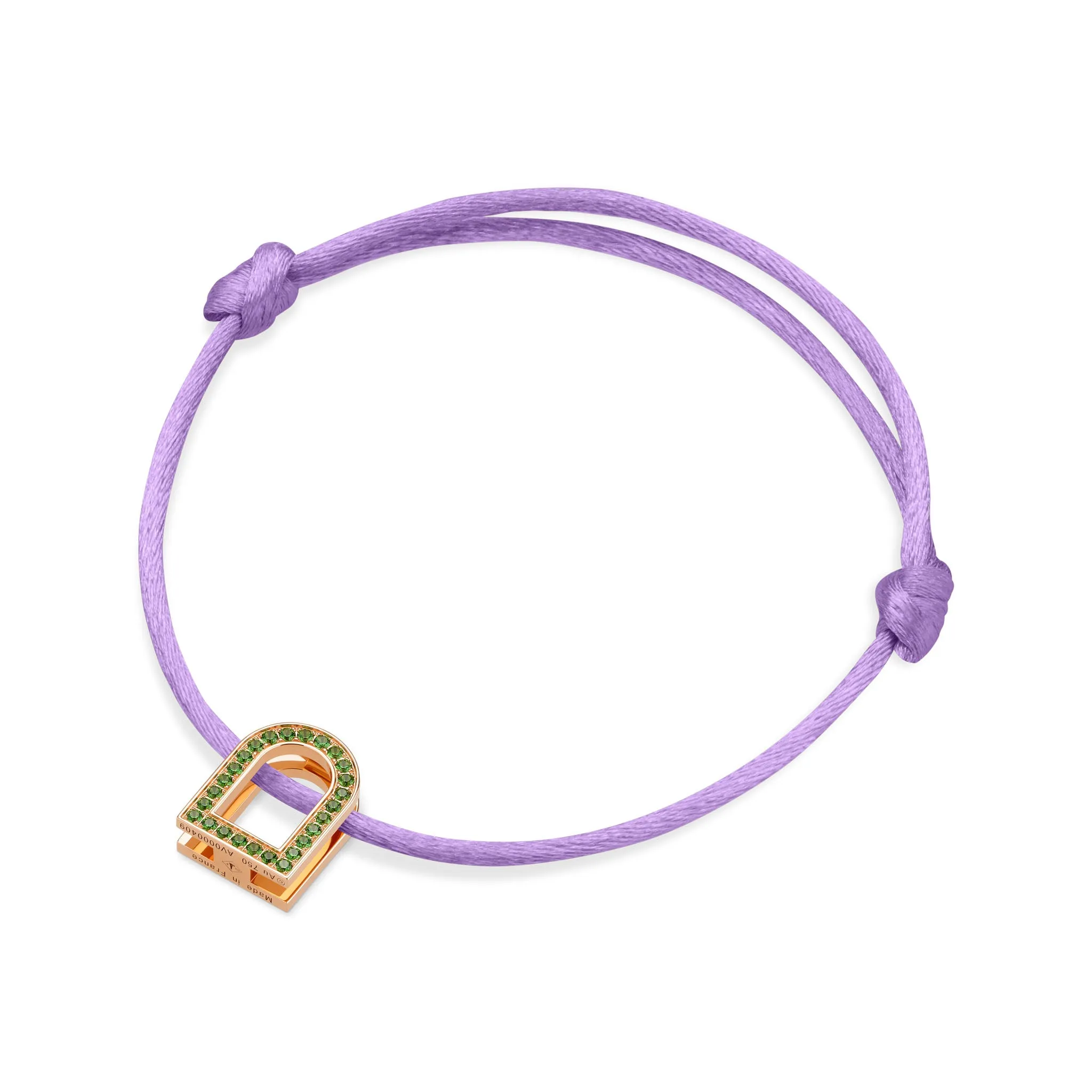 L'Arc Voyage Charm MM, 18k Rose Gold with Galerie Tsavorites on Silk Cord