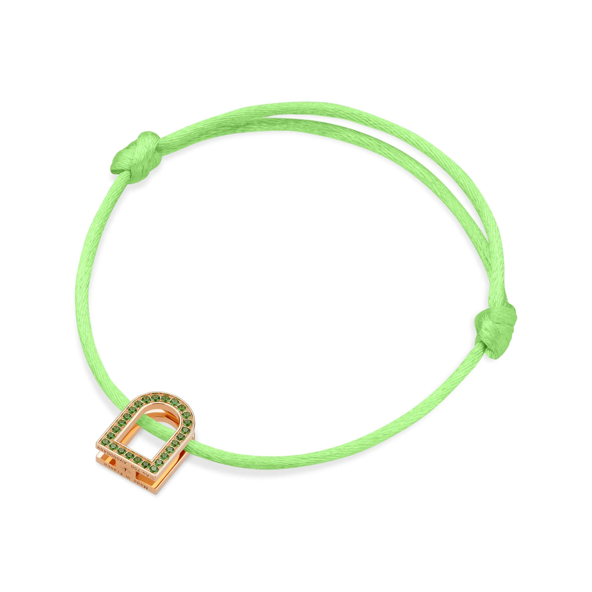 L'Arc Voyage Charm MM, 18k Rose Gold with Galerie Tsavorites on Silk Cord