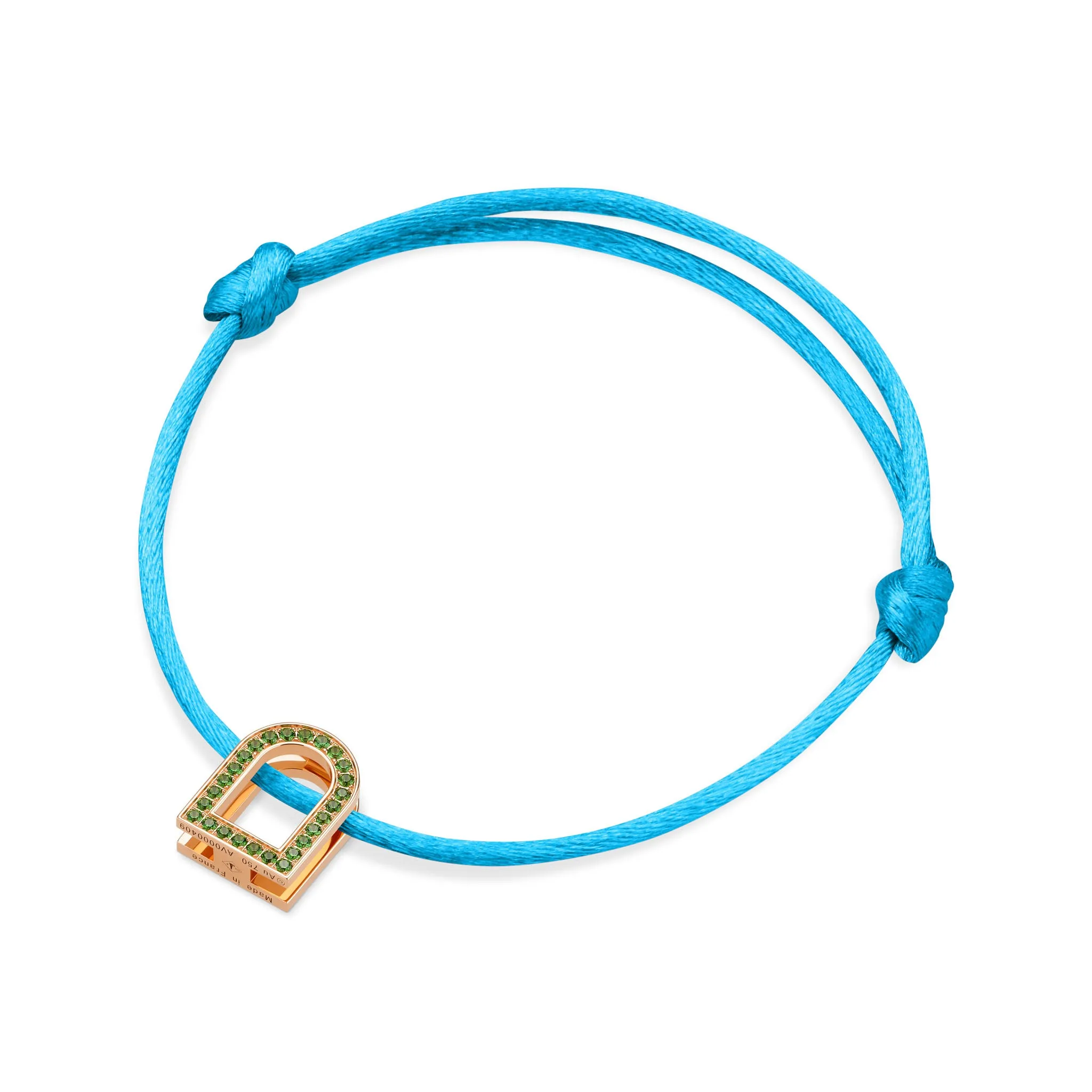 L'Arc Voyage Charm MM, 18k Rose Gold with Galerie Tsavorites on Silk Cord