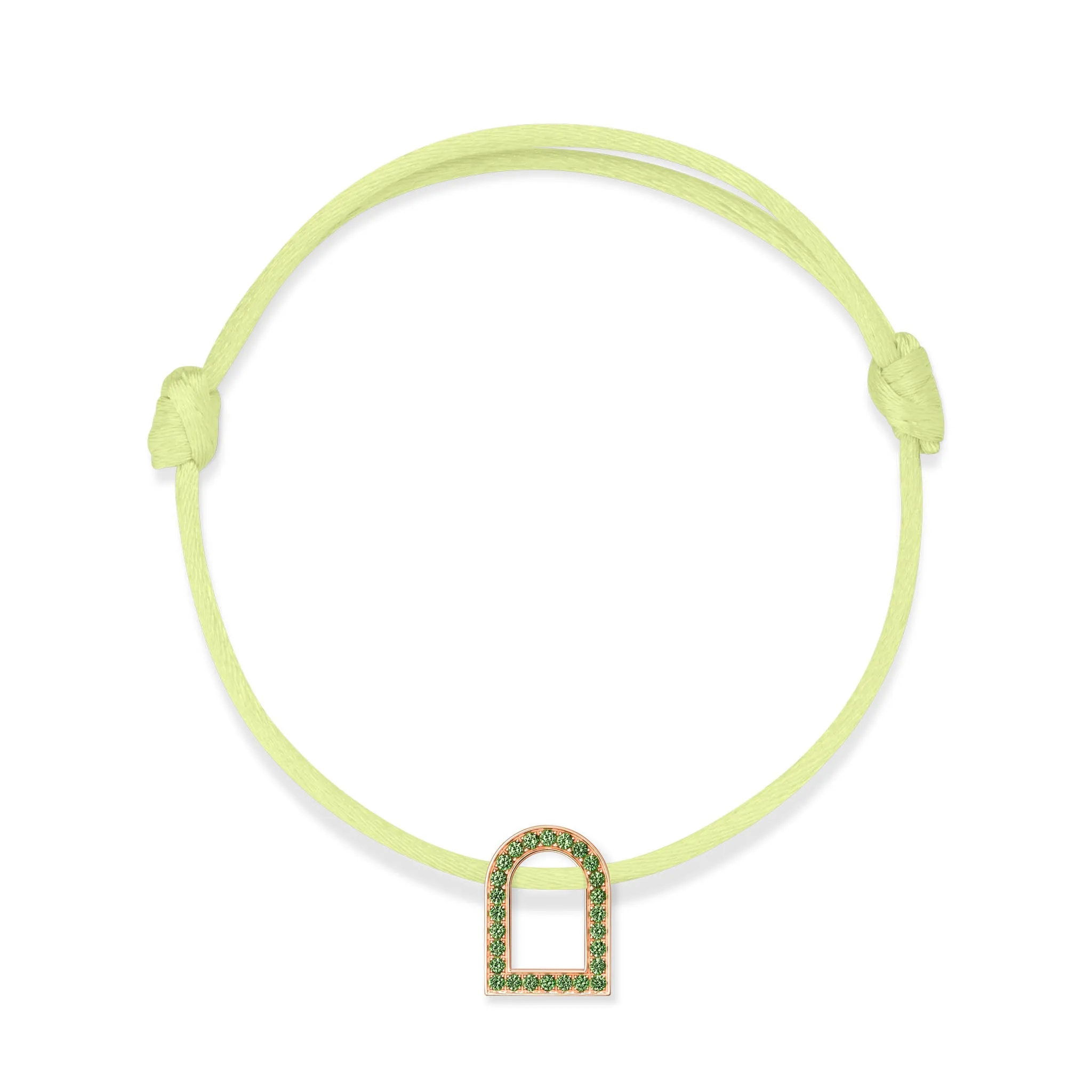 L'Arc Voyage Charm MM, 18k Rose Gold with Galerie Tsavorites on Silk Cord