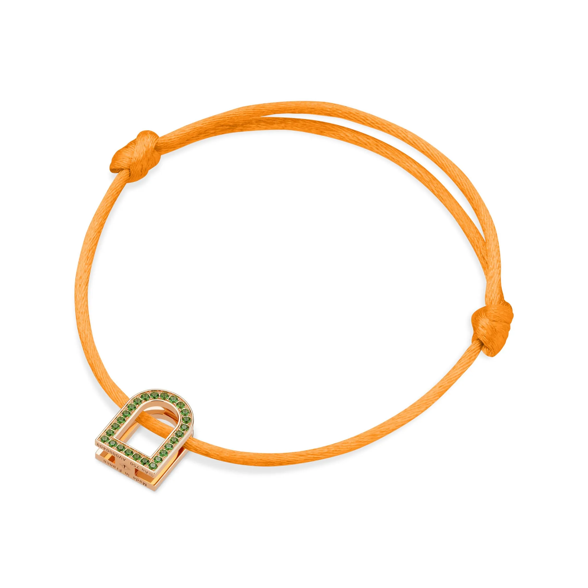 L'Arc Voyage Charm MM, 18k Rose Gold with Galerie Tsavorites on Silk Cord