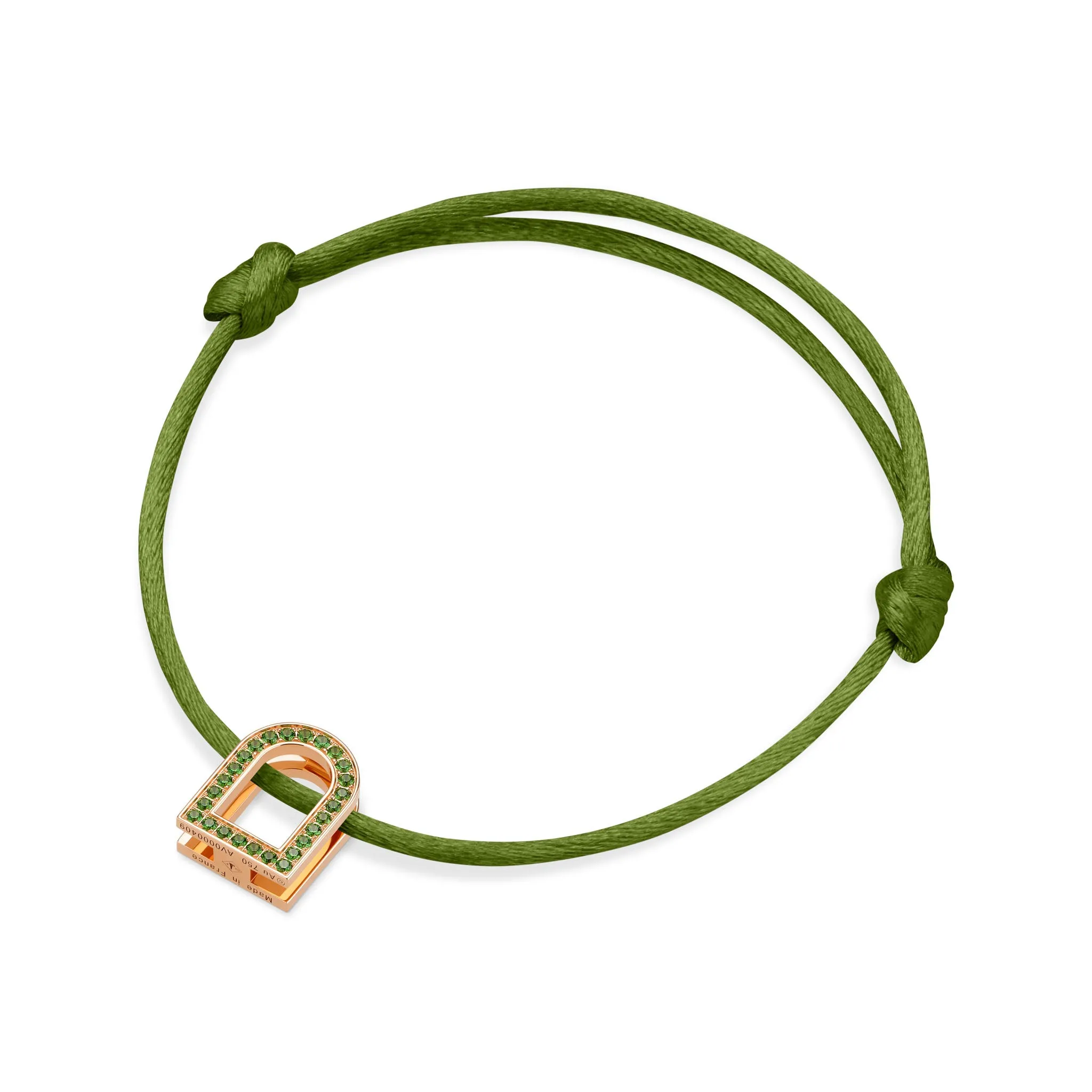 L'Arc Voyage Charm MM, 18k Rose Gold with Galerie Tsavorites on Silk Cord
