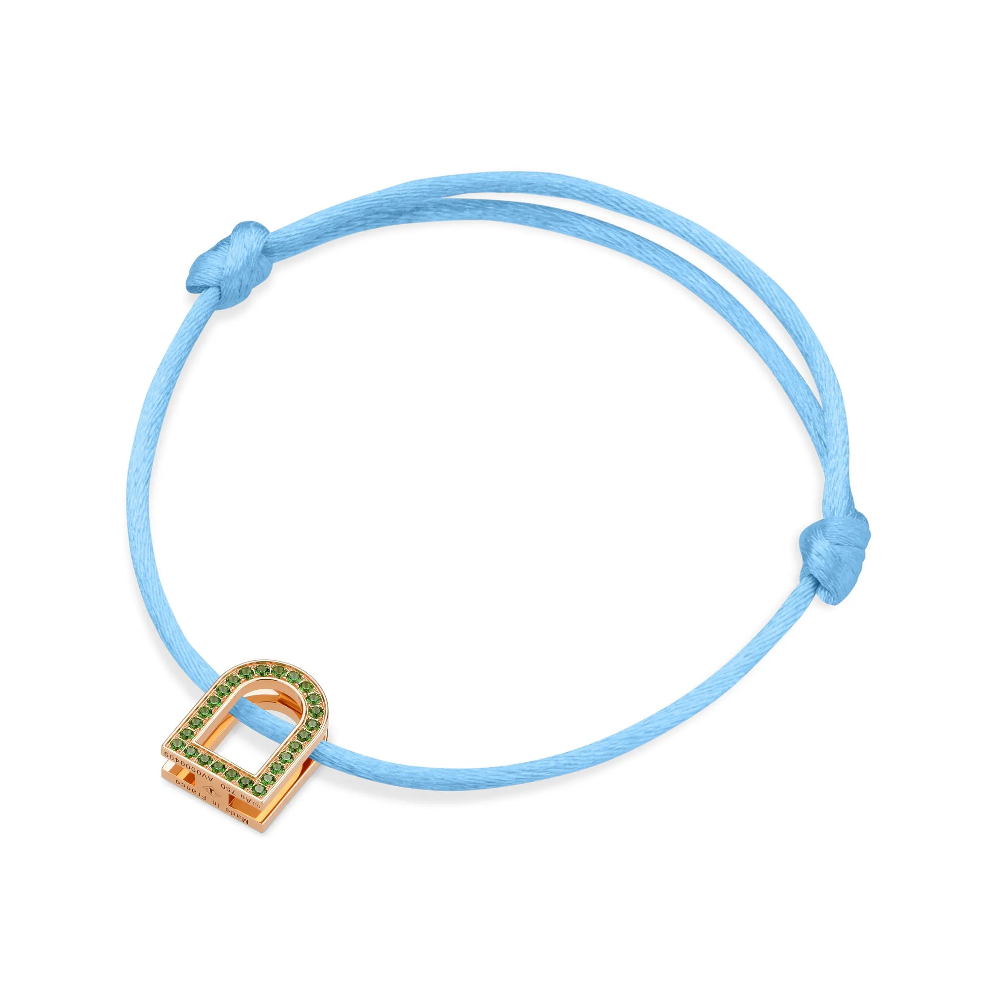 L'Arc Voyage Charm MM, 18k Rose Gold with Galerie Tsavorites on Silk Cord