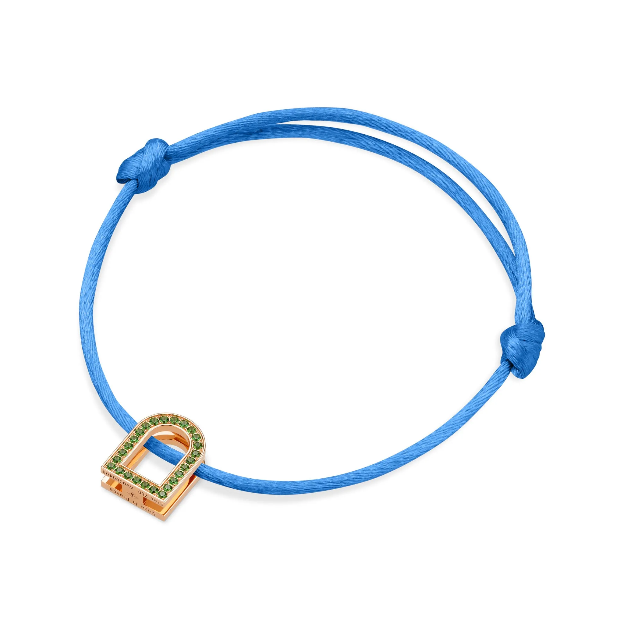 L'Arc Voyage Charm MM, 18k Rose Gold with Galerie Tsavorites on Silk Cord
