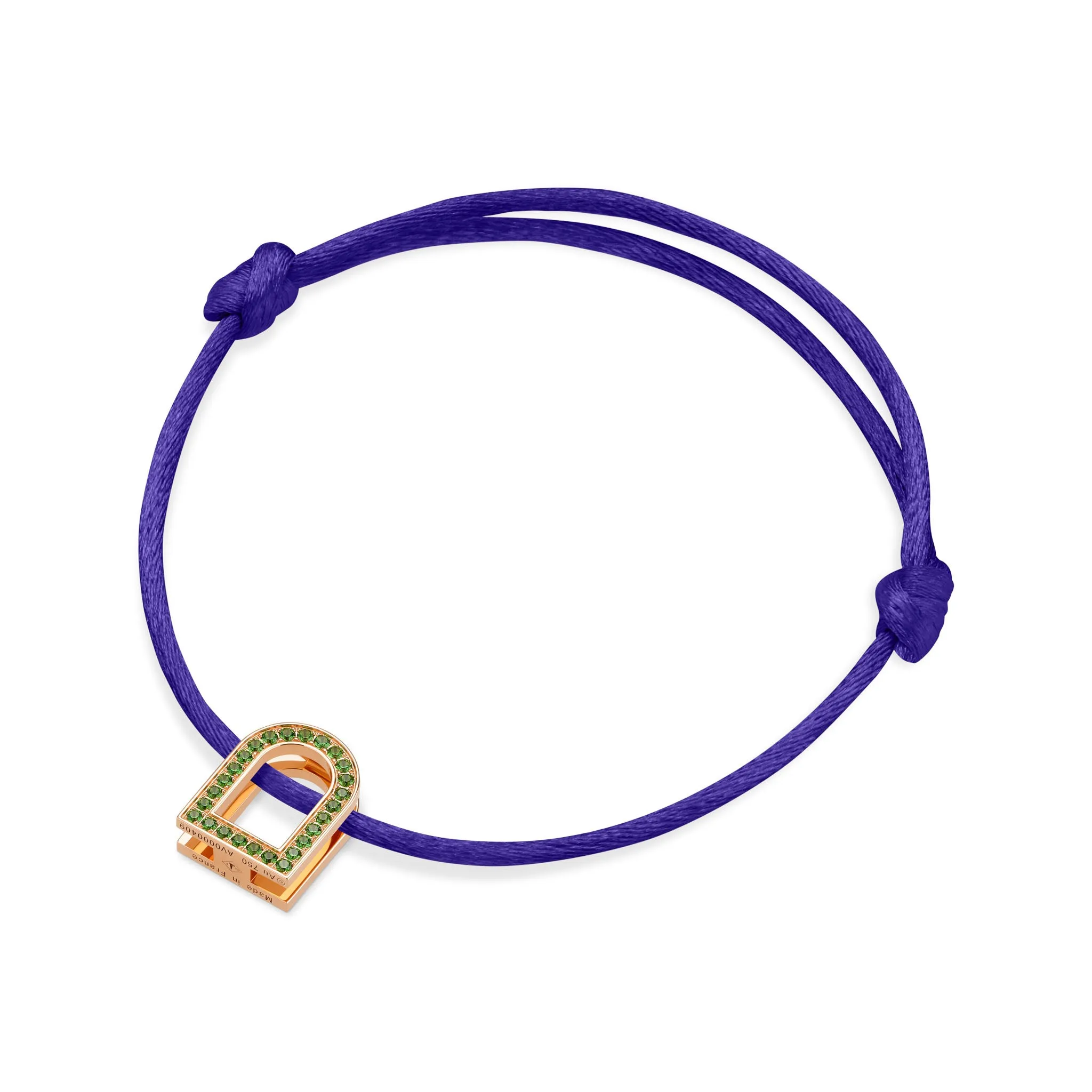 L'Arc Voyage Charm MM, 18k Rose Gold with Galerie Tsavorites on Silk Cord