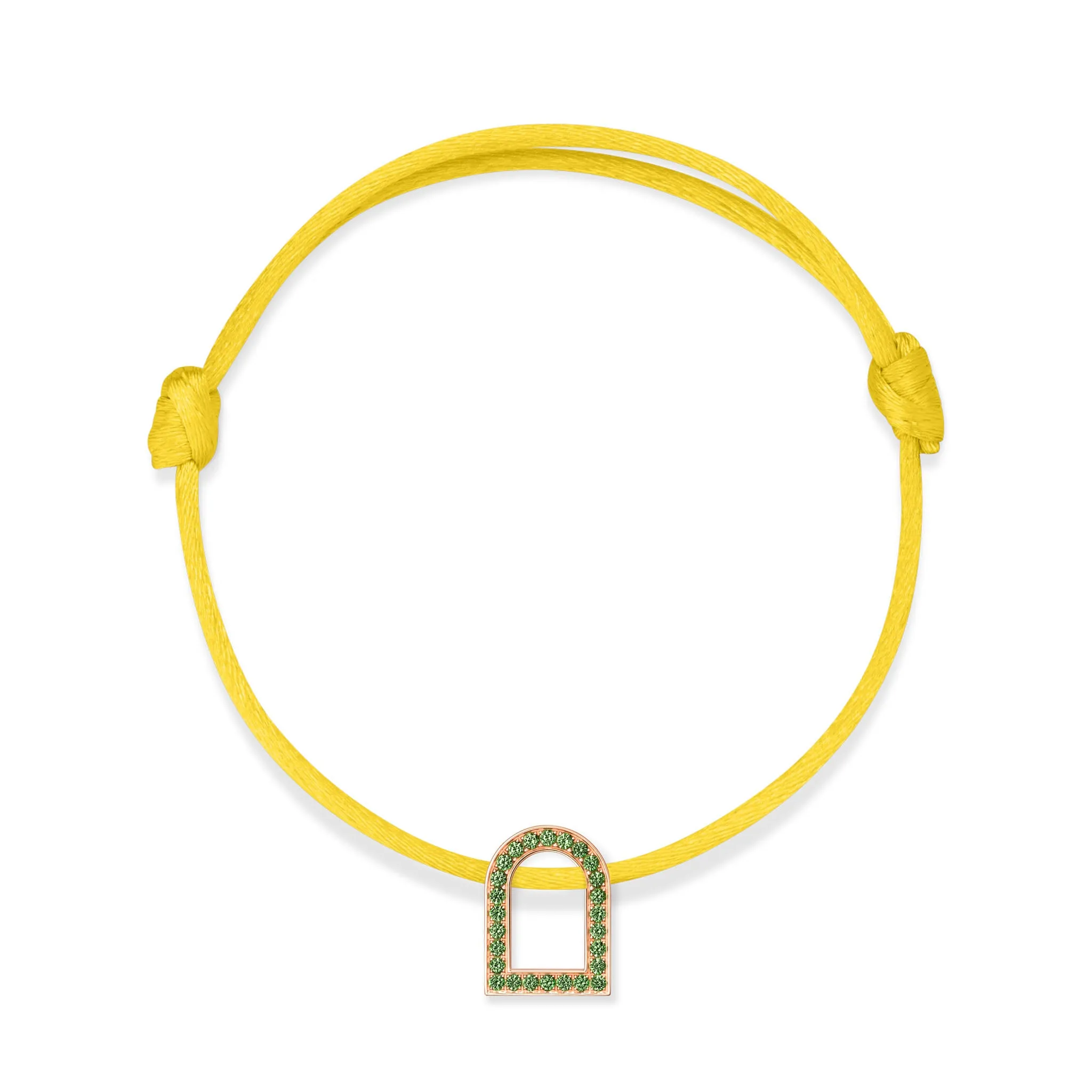 L'Arc Voyage Charm MM, 18k Rose Gold with Galerie Tsavorites on Silk Cord