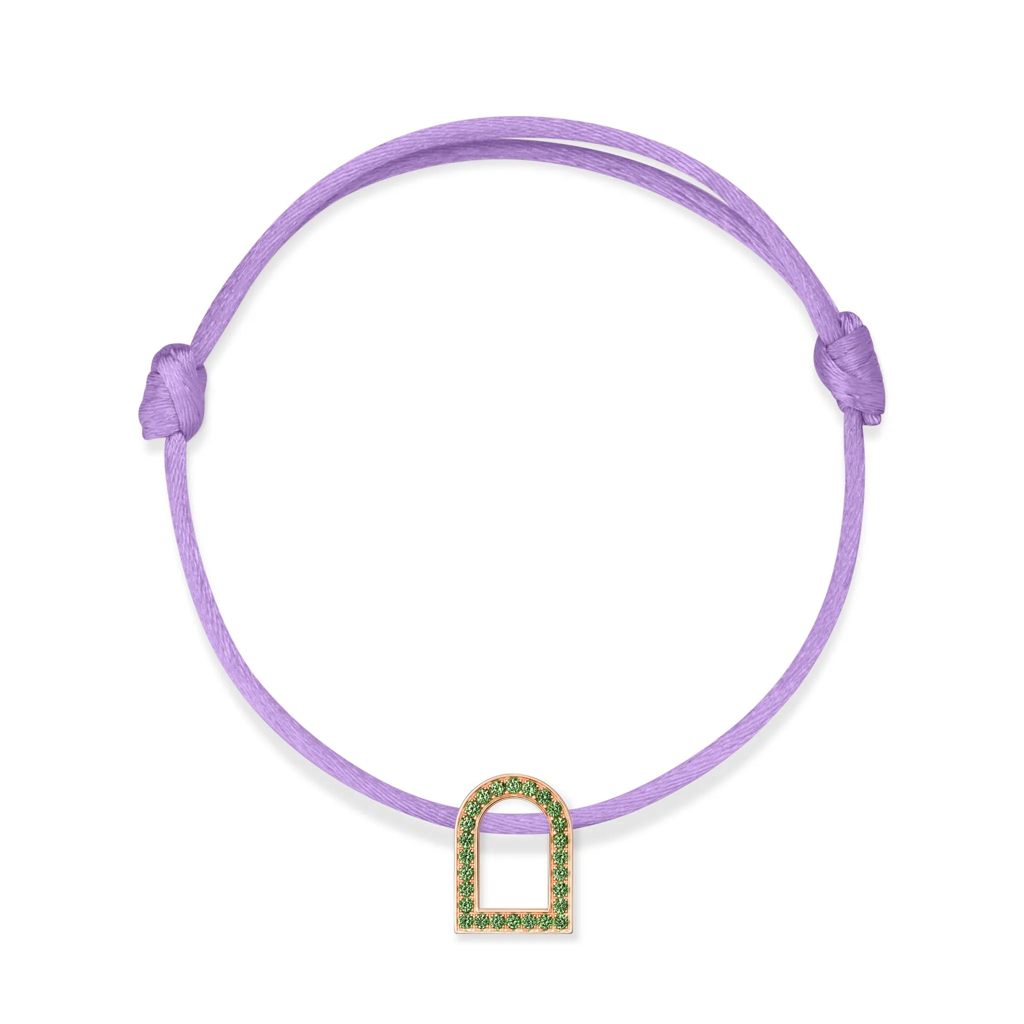 L'Arc Voyage Charm MM, 18k Rose Gold with Galerie Tsavorites on Silk Cord