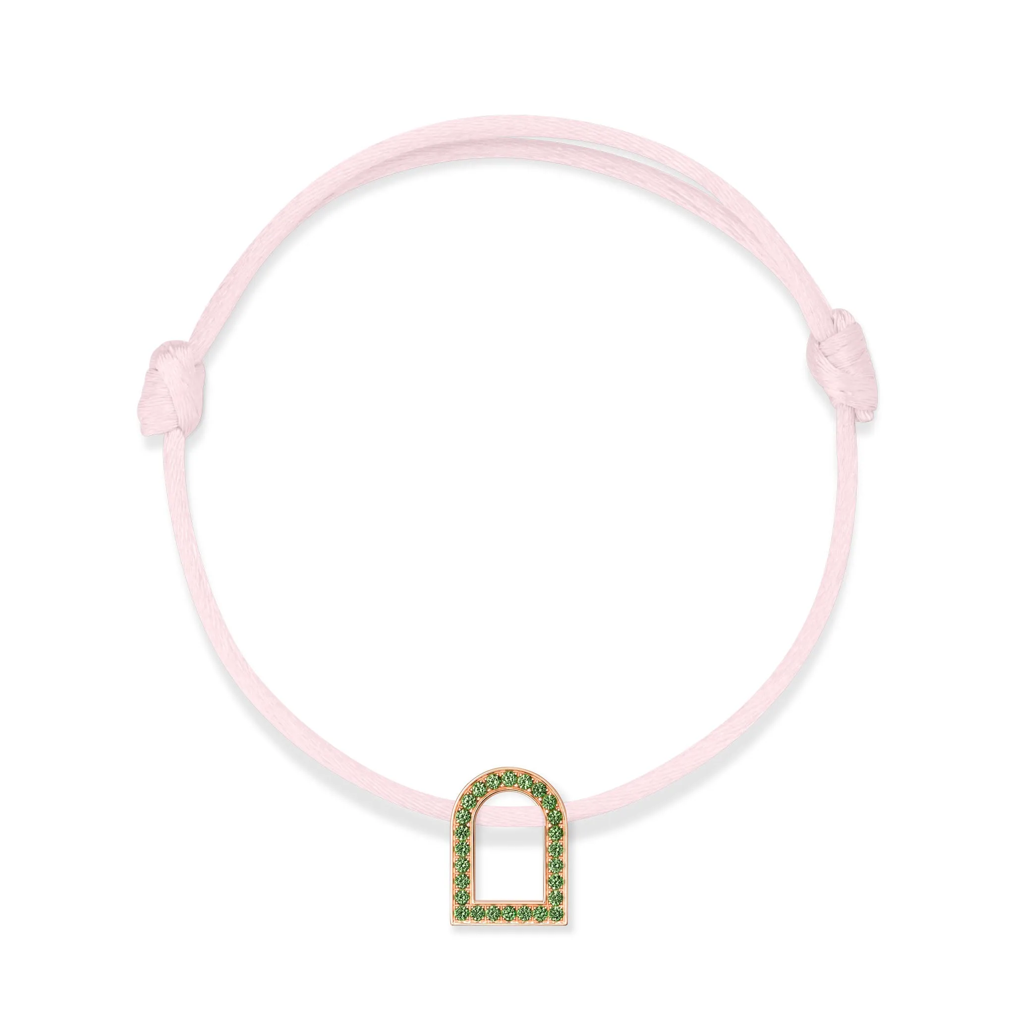 L'Arc Voyage Charm MM, 18k Rose Gold with Galerie Tsavorites on Silk Cord
