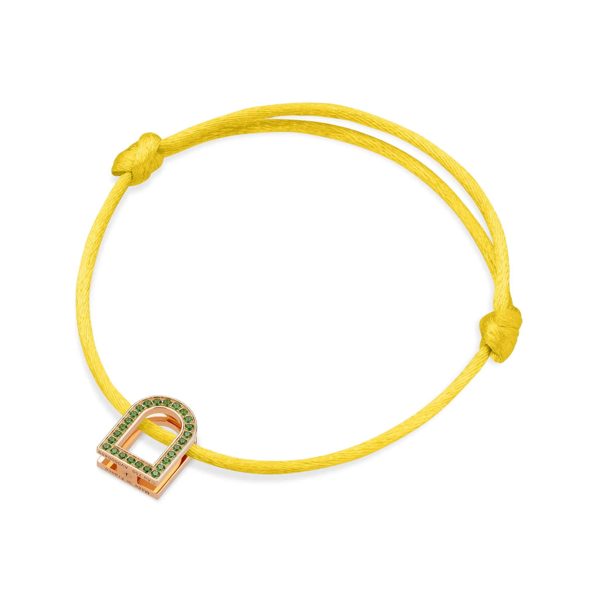 L'Arc Voyage Charm MM, 18k Rose Gold with Galerie Tsavorites on Silk Cord