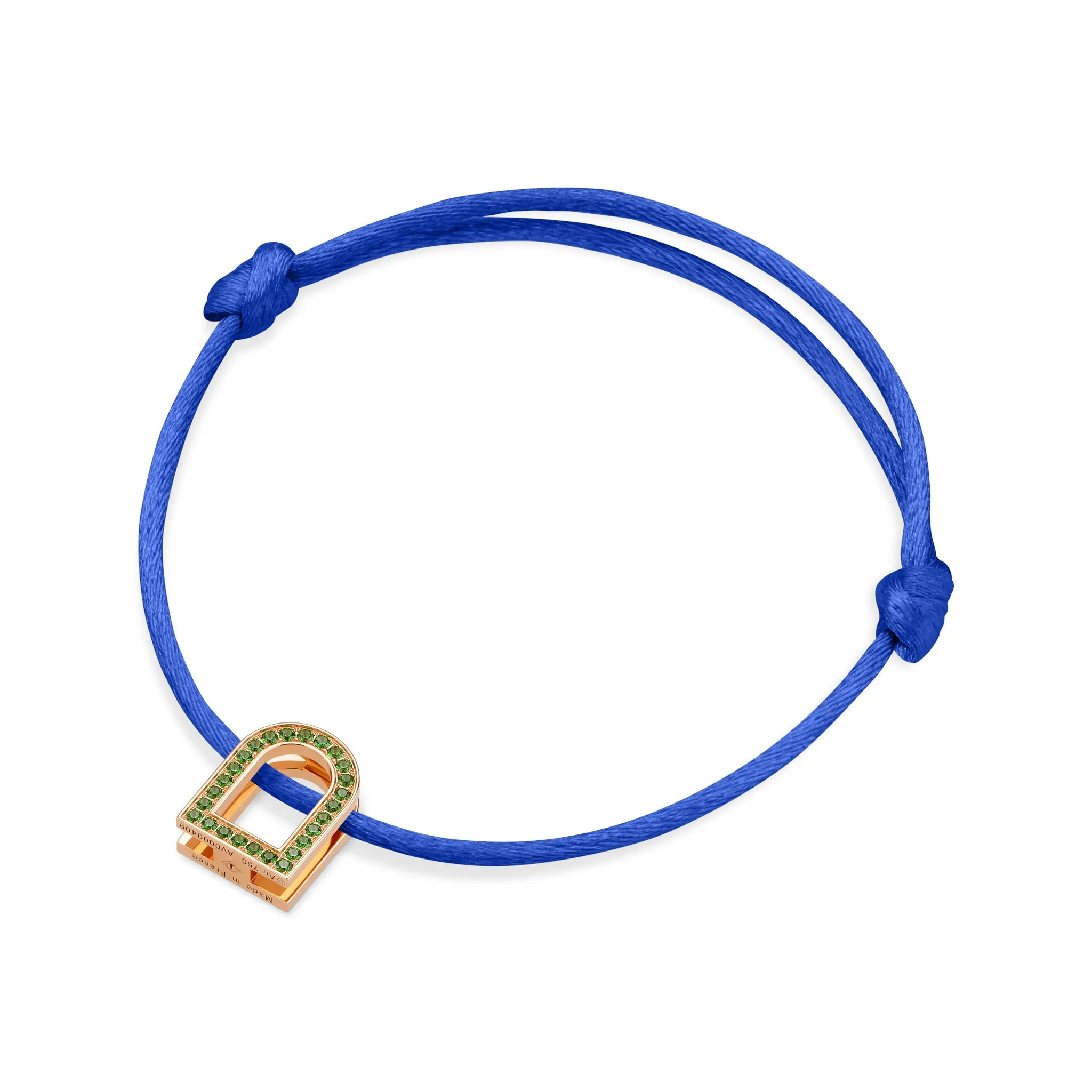 L'Arc Voyage Charm MM, 18k Rose Gold with Galerie Tsavorites on Silk Cord