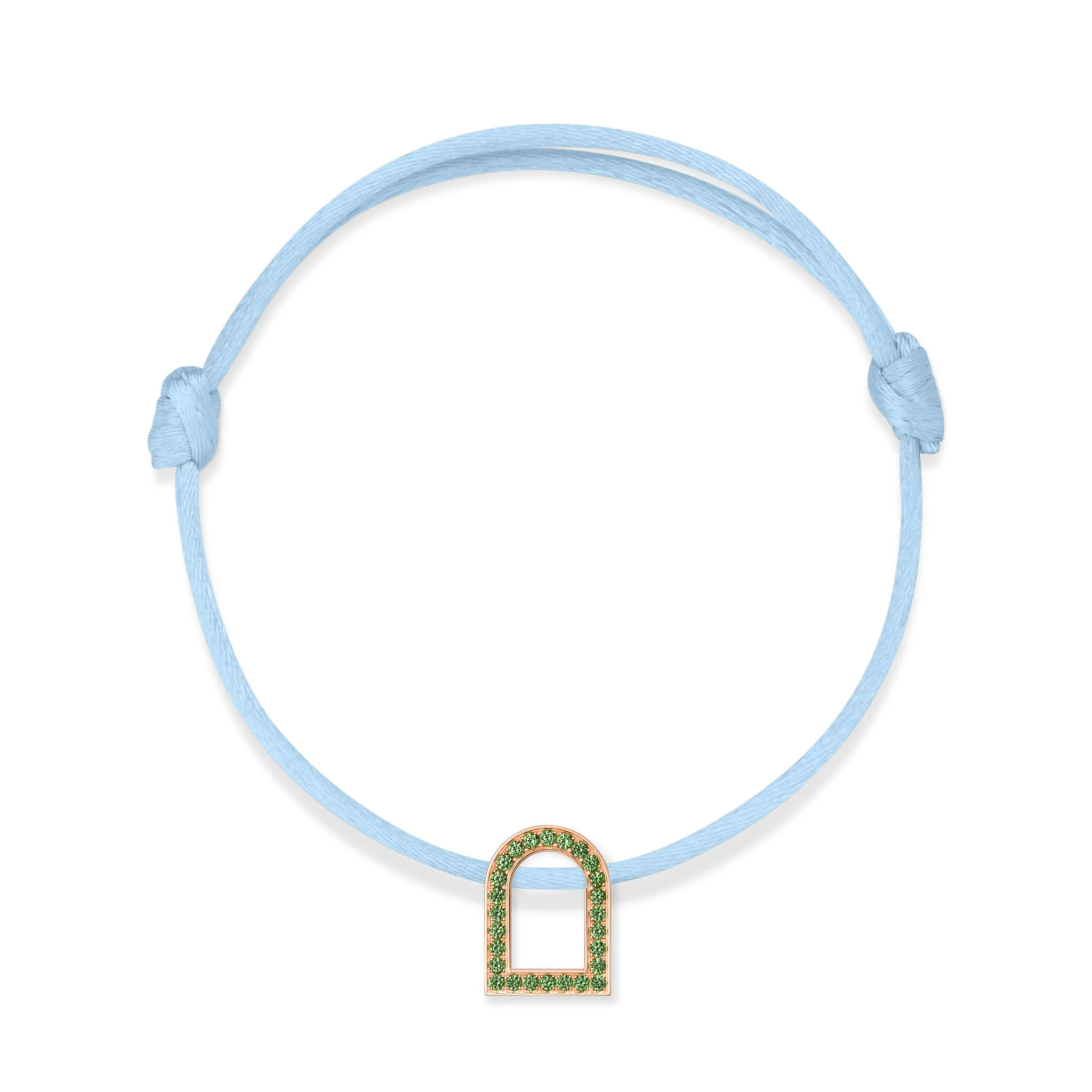 L'Arc Voyage Charm MM, 18k Rose Gold with Galerie Tsavorites on Silk Cord