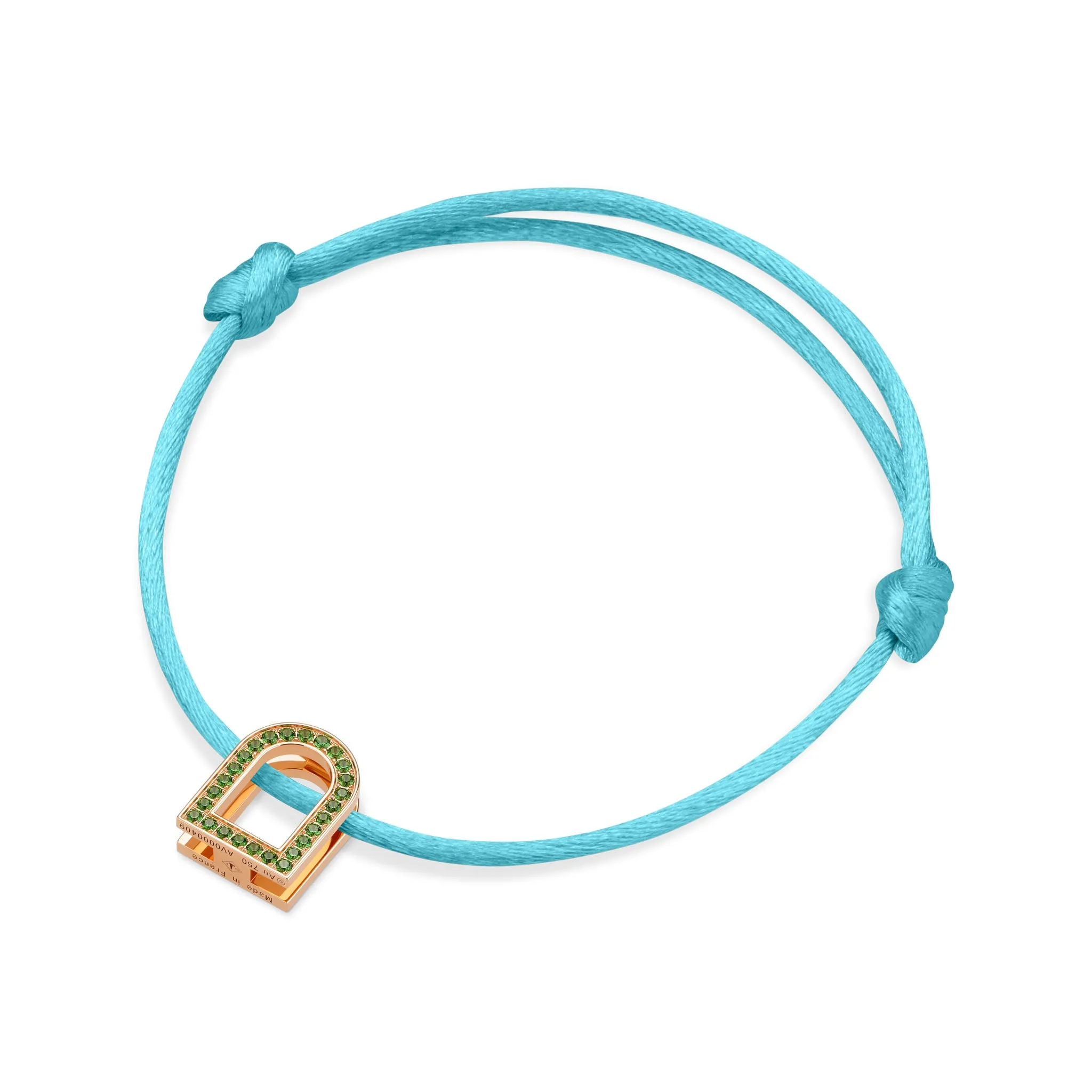 L'Arc Voyage Charm MM, 18k Rose Gold with Galerie Tsavorites on Silk Cord