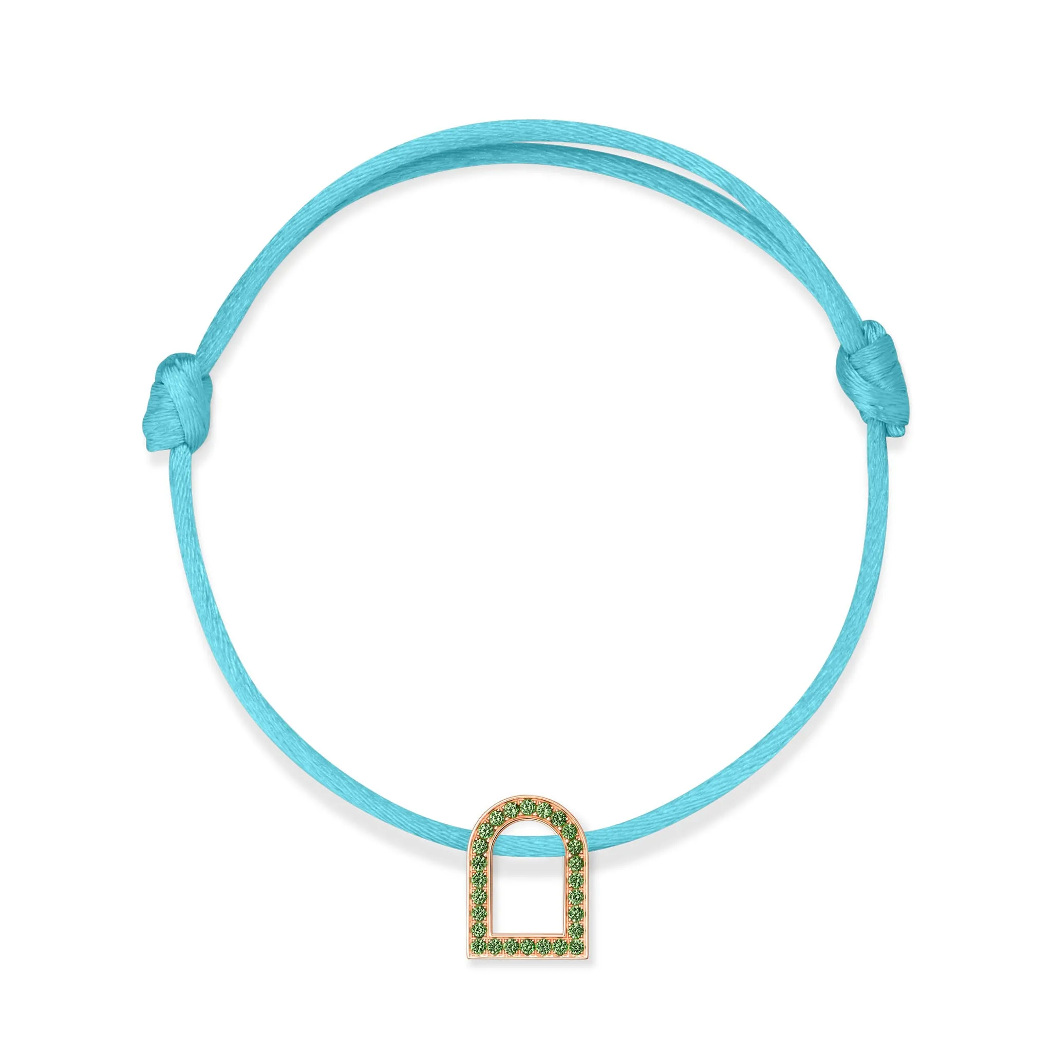 L'Arc Voyage Charm MM, 18k Rose Gold with Galerie Tsavorites on Silk Cord