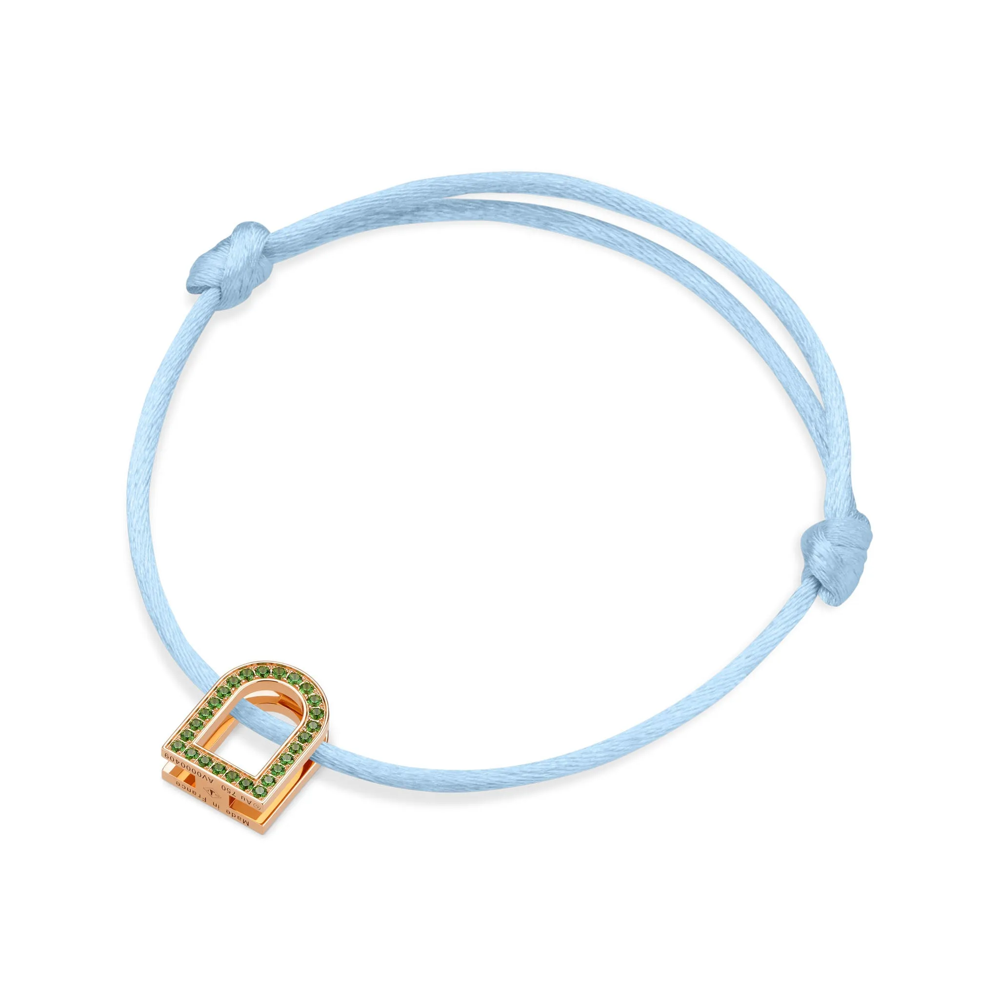 L'Arc Voyage Charm MM, 18k Rose Gold with Galerie Tsavorites on Silk Cord