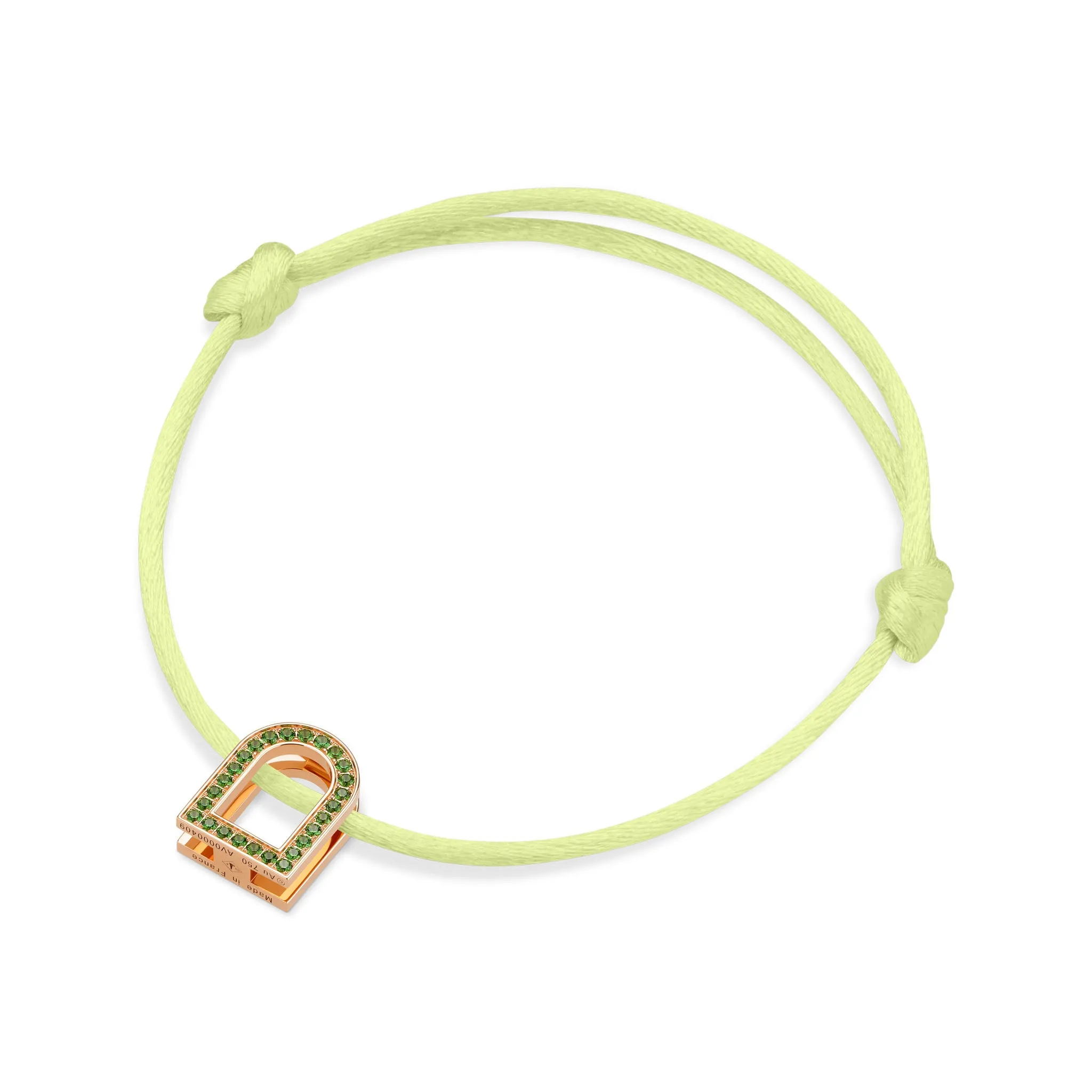 L'Arc Voyage Charm MM, 18k Rose Gold with Galerie Tsavorites on Silk Cord