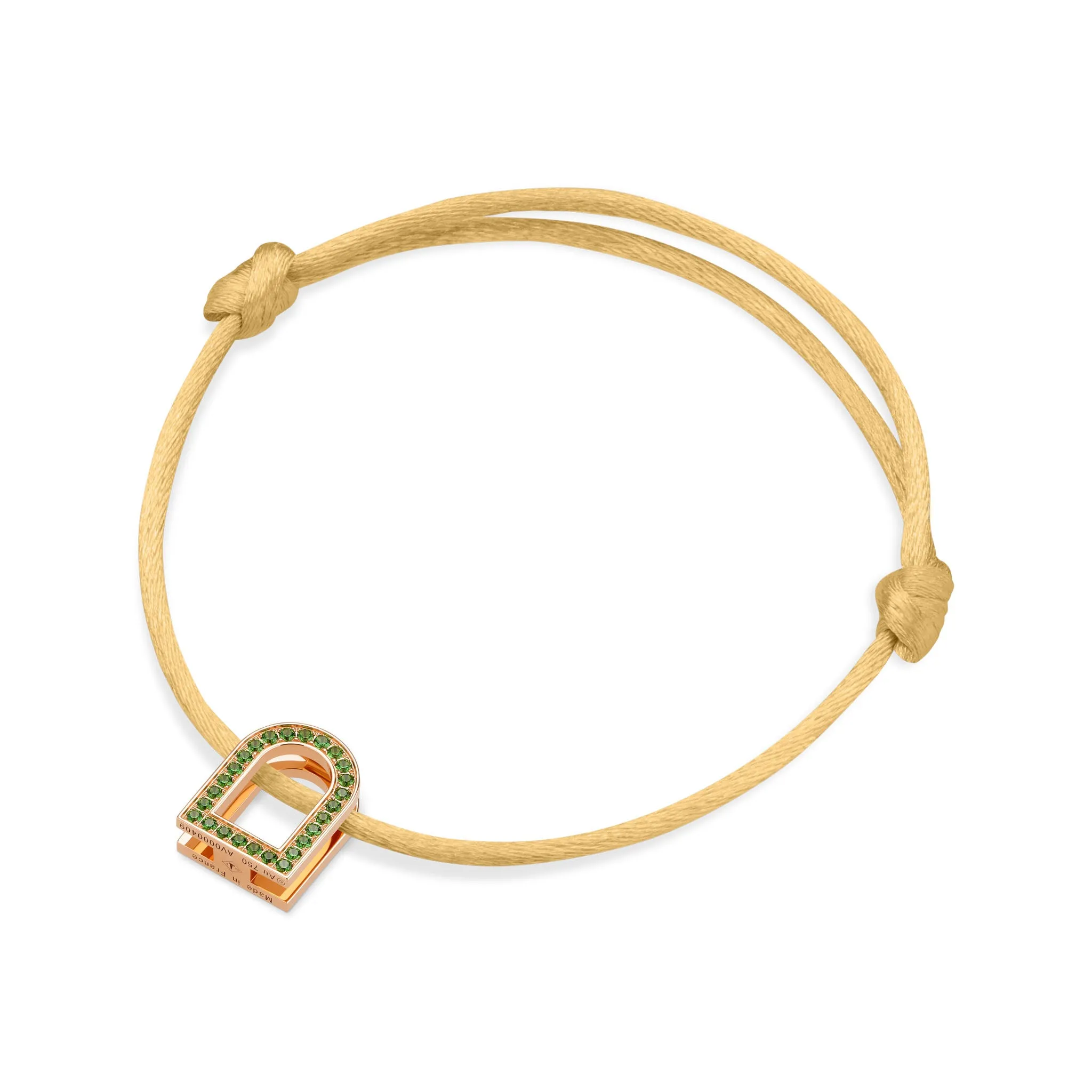L'Arc Voyage Charm MM, 18k Rose Gold with Galerie Tsavorites on Silk Cord
