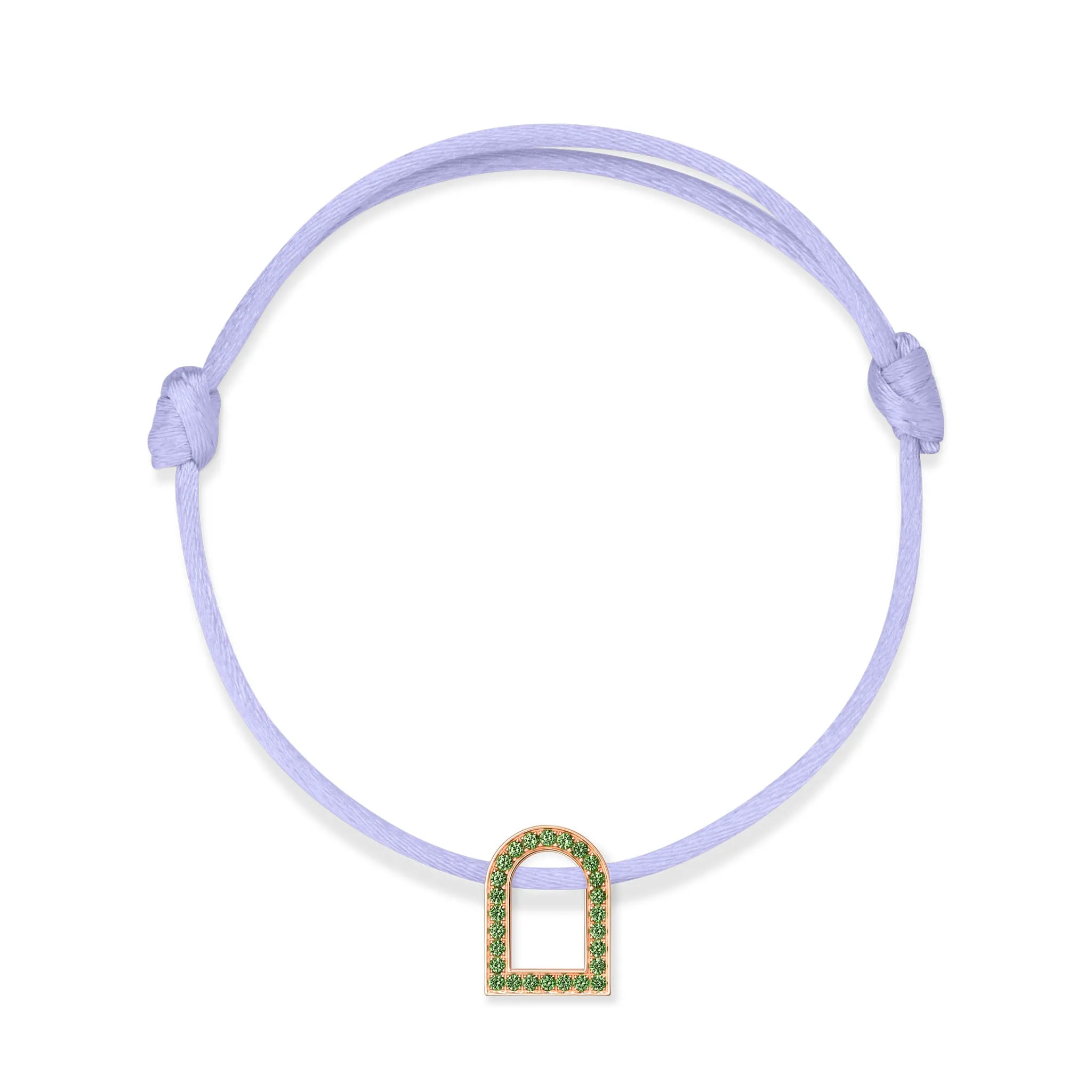 L'Arc Voyage Charm MM, 18k Rose Gold with Galerie Tsavorites on Silk Cord