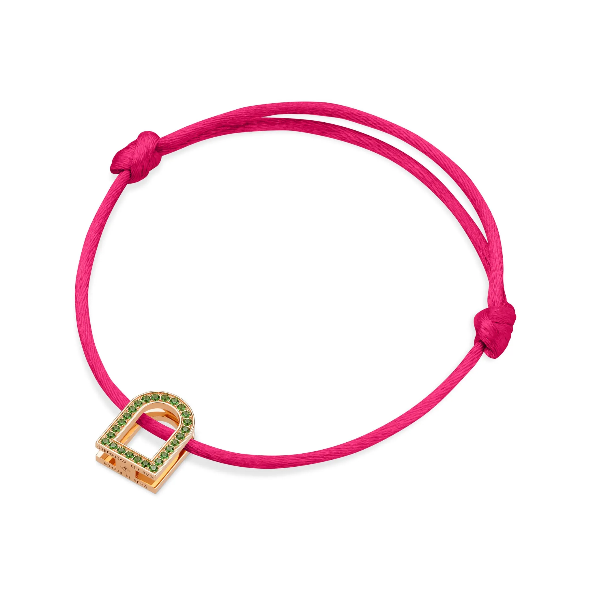 L'Arc Voyage Charm MM, 18k Rose Gold with Galerie Tsavorites on Silk Cord
