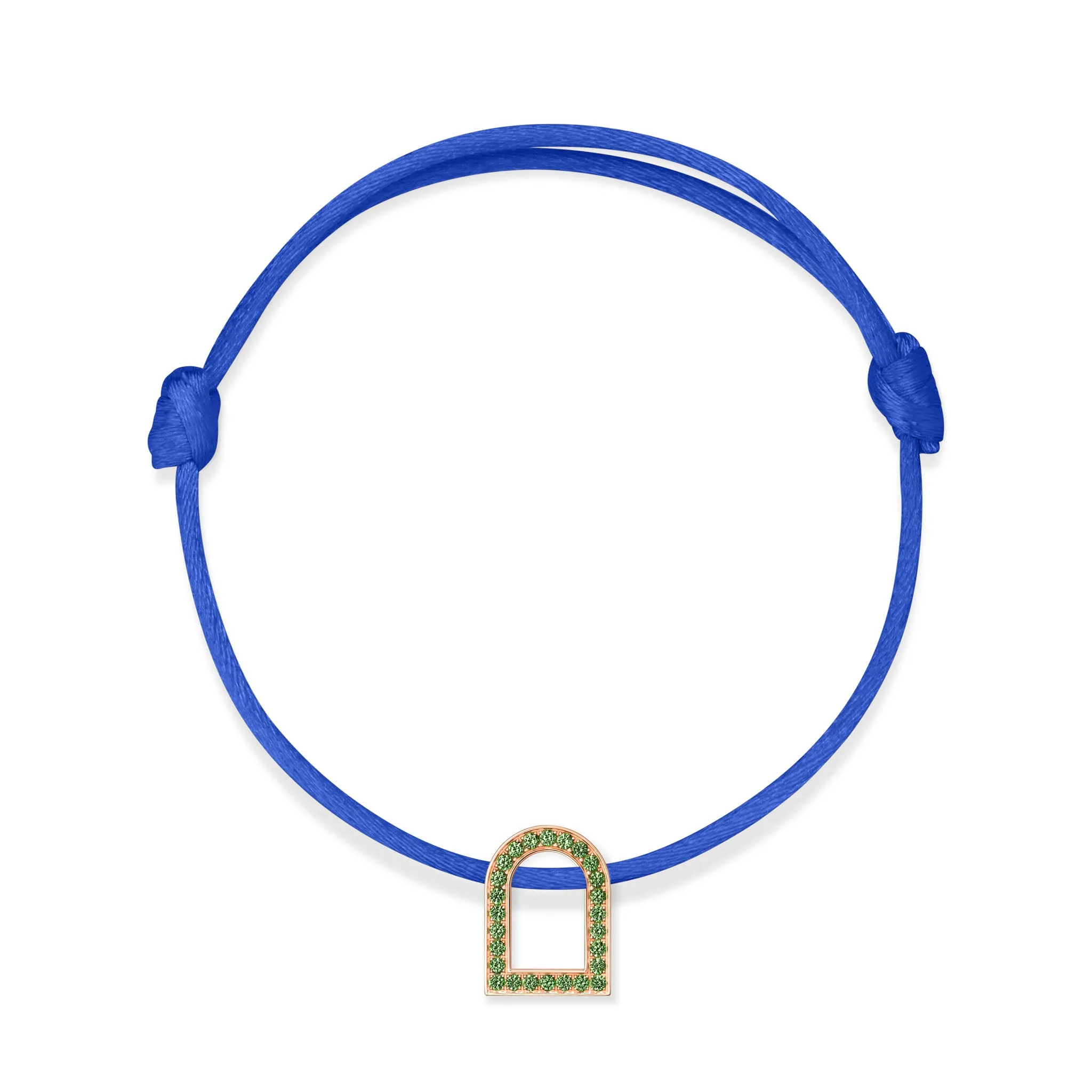 L'Arc Voyage Charm MM, 18k Rose Gold with Galerie Tsavorites on Silk Cord